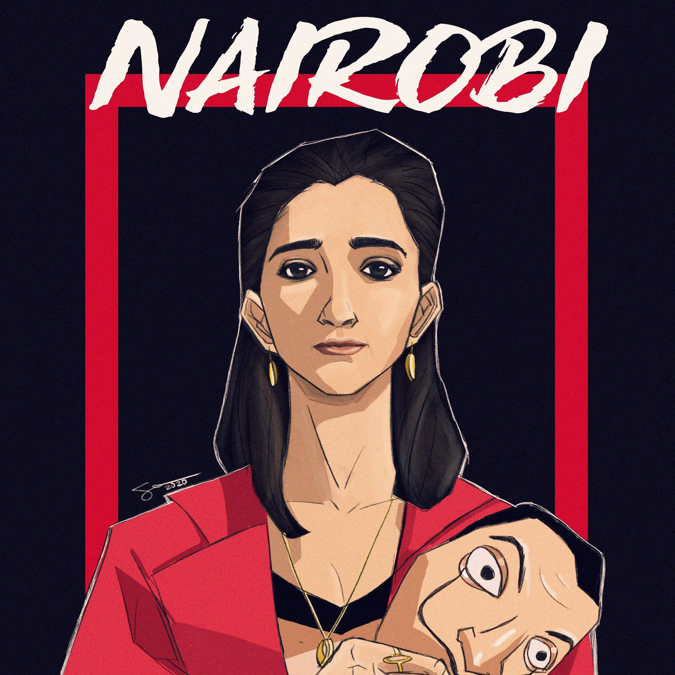 Nairobi, red blazer, dark background, Full HD Desktop Wallpaper