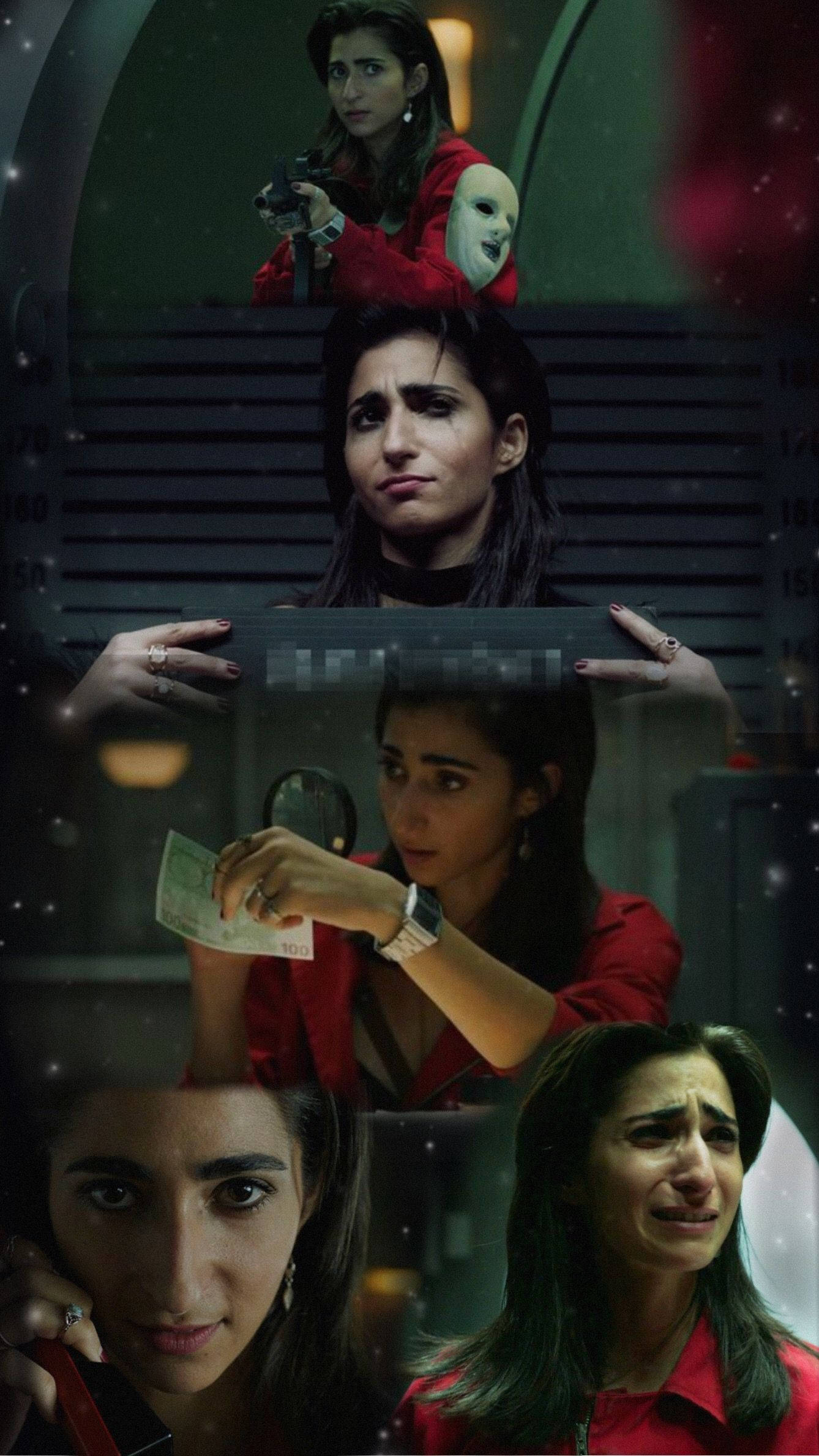Nairobi money heist, red shirt, holding a gun, Full HD Phone Wallpaper