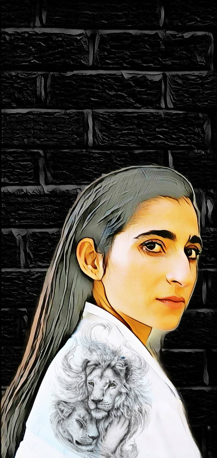 Nairobi money heist, lion tattoo, dark brick wall, HD Phone Wallpaper
