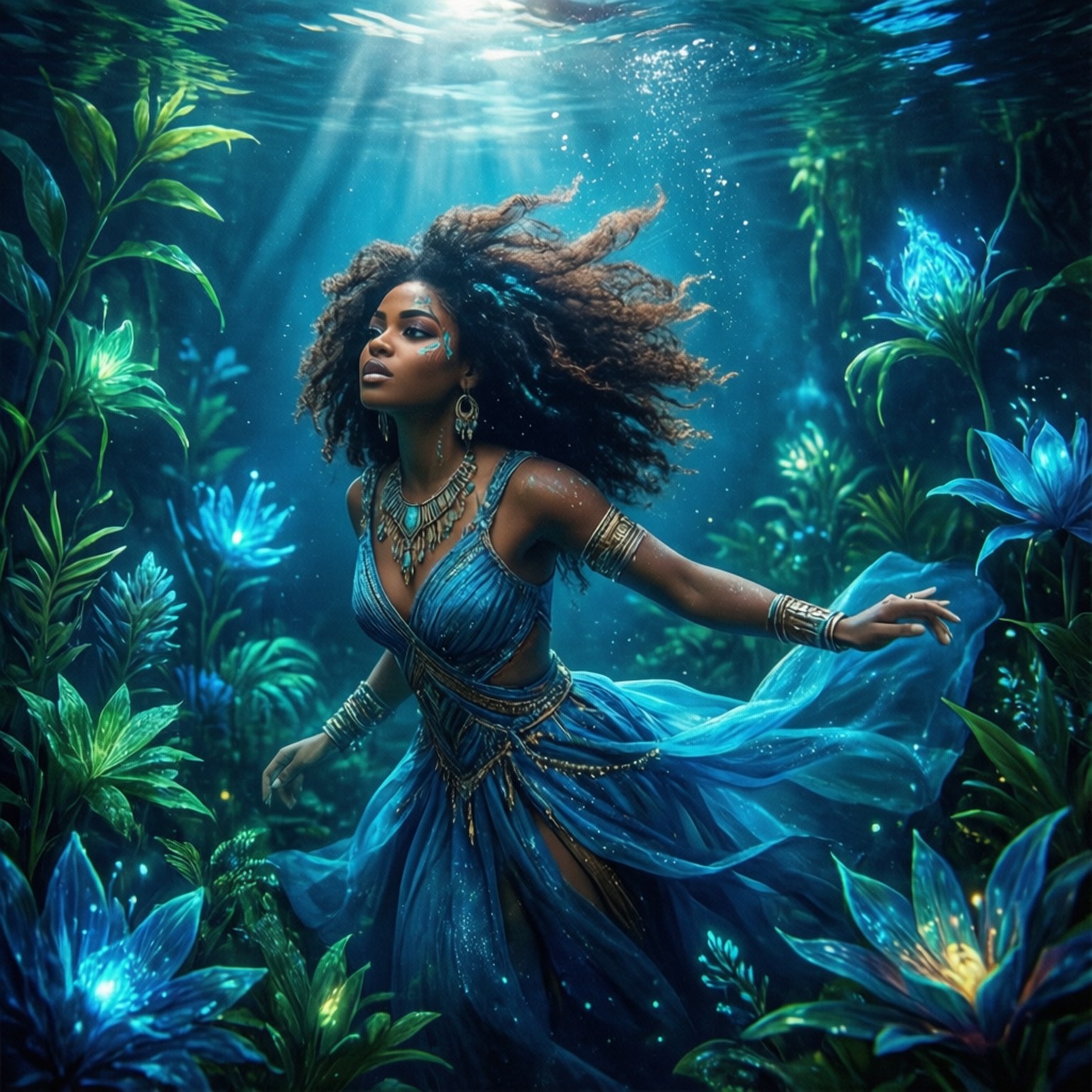Nakia, sacred river, glowing flora, HD Desktop Wallpaper