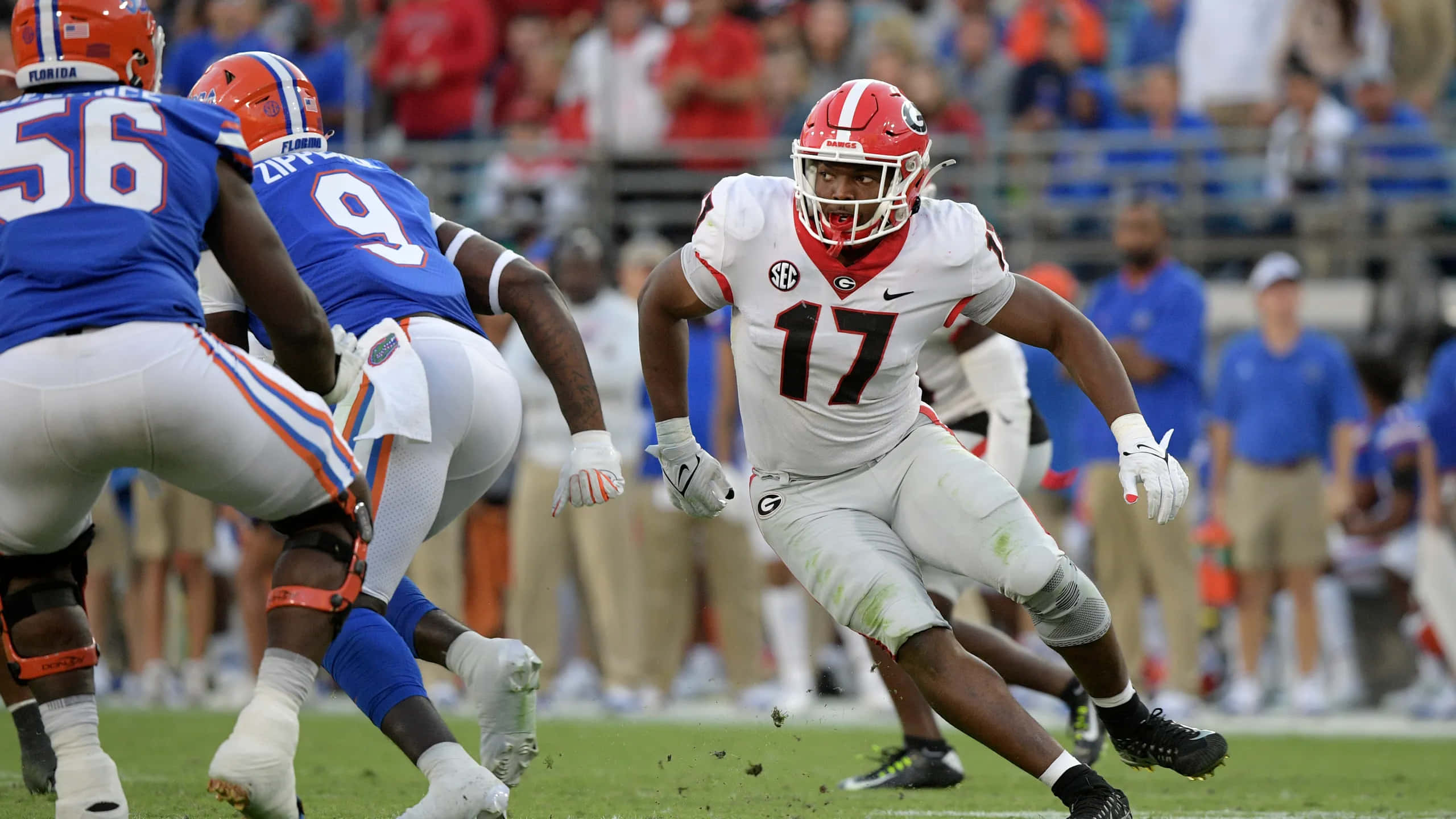 Nakobe Dean, Georgia football player, white jersey number 17, 2K Desktop Wallpaper