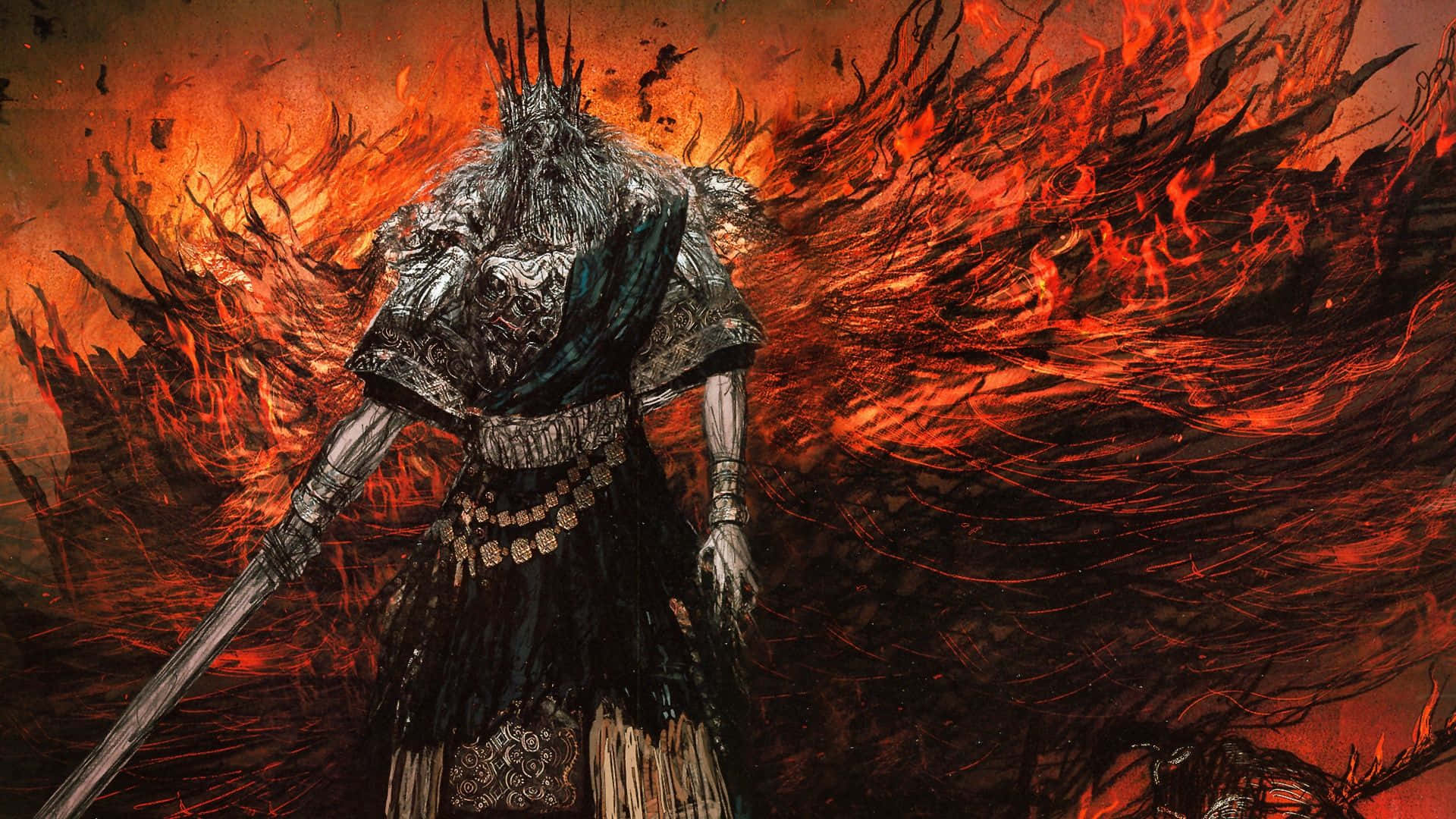 Nameless King, dark armored warrior, spiked crown, Full HD Desktop Wallpaper