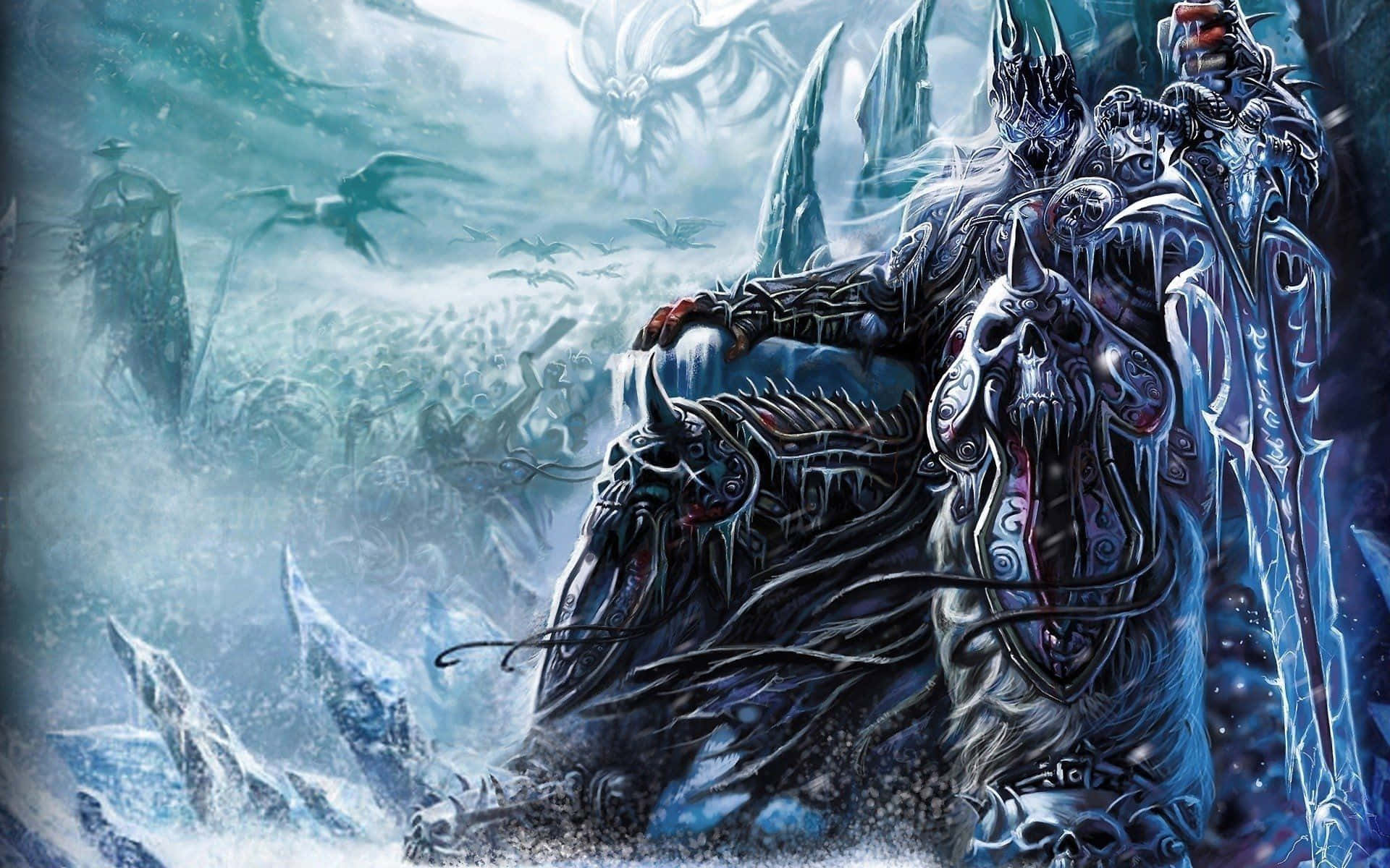 Nameless King, dark armored warlord, skeletal steed, Full HD Desktop Wallpaper