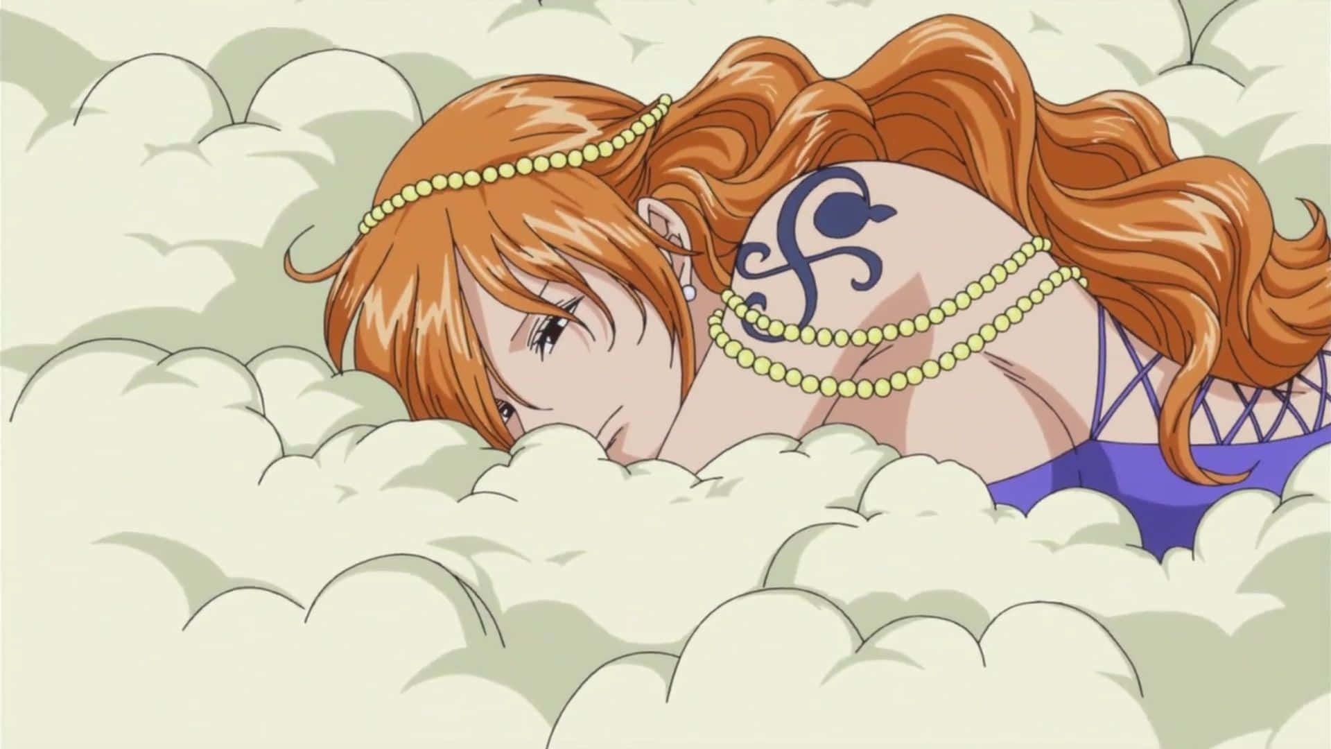 Nami One Piece, red-haired anime girl, blue tattoo, Full HD Desktop Wallpaper