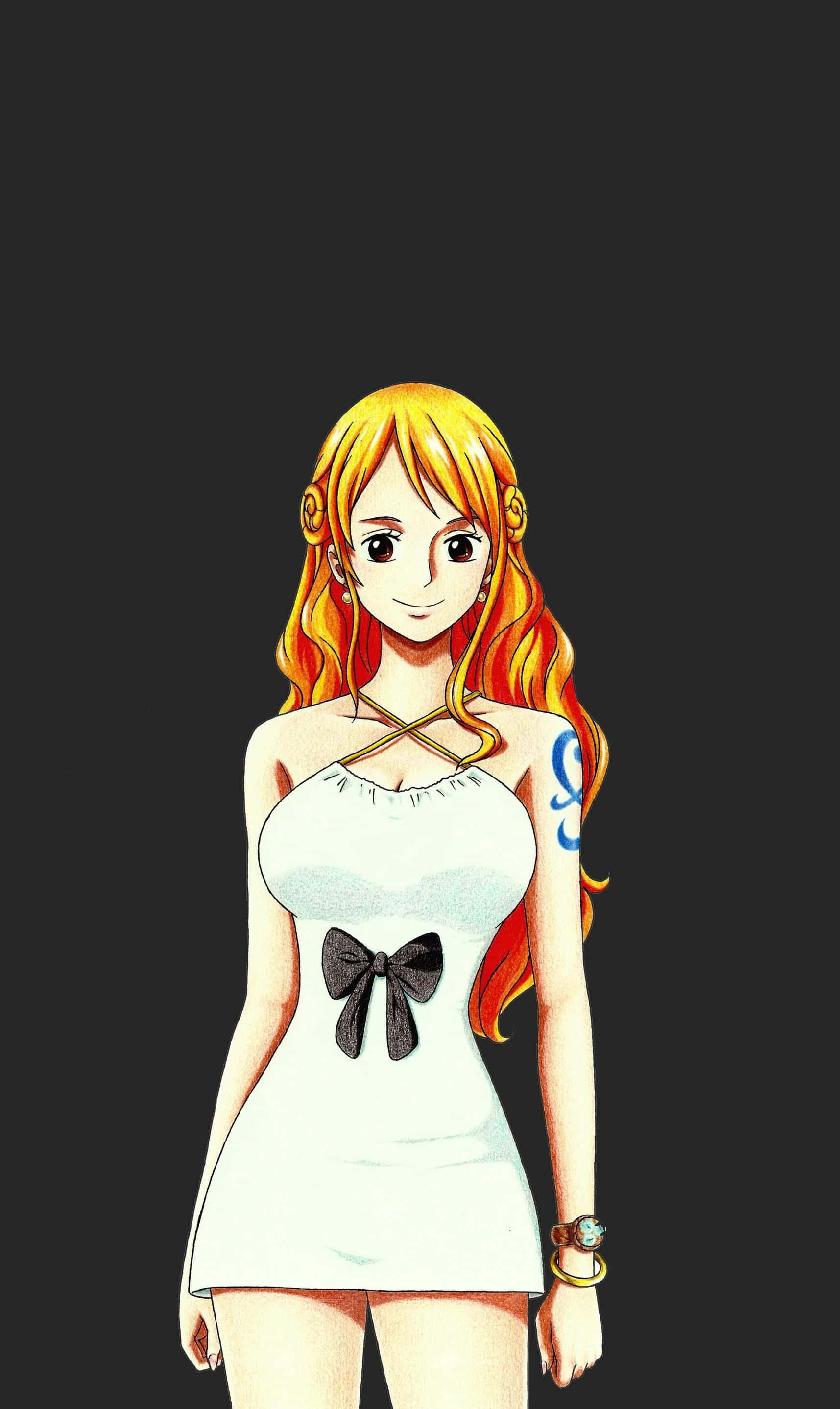 Nami, One Piece, white mini dress, 2K Phone Wallpaper