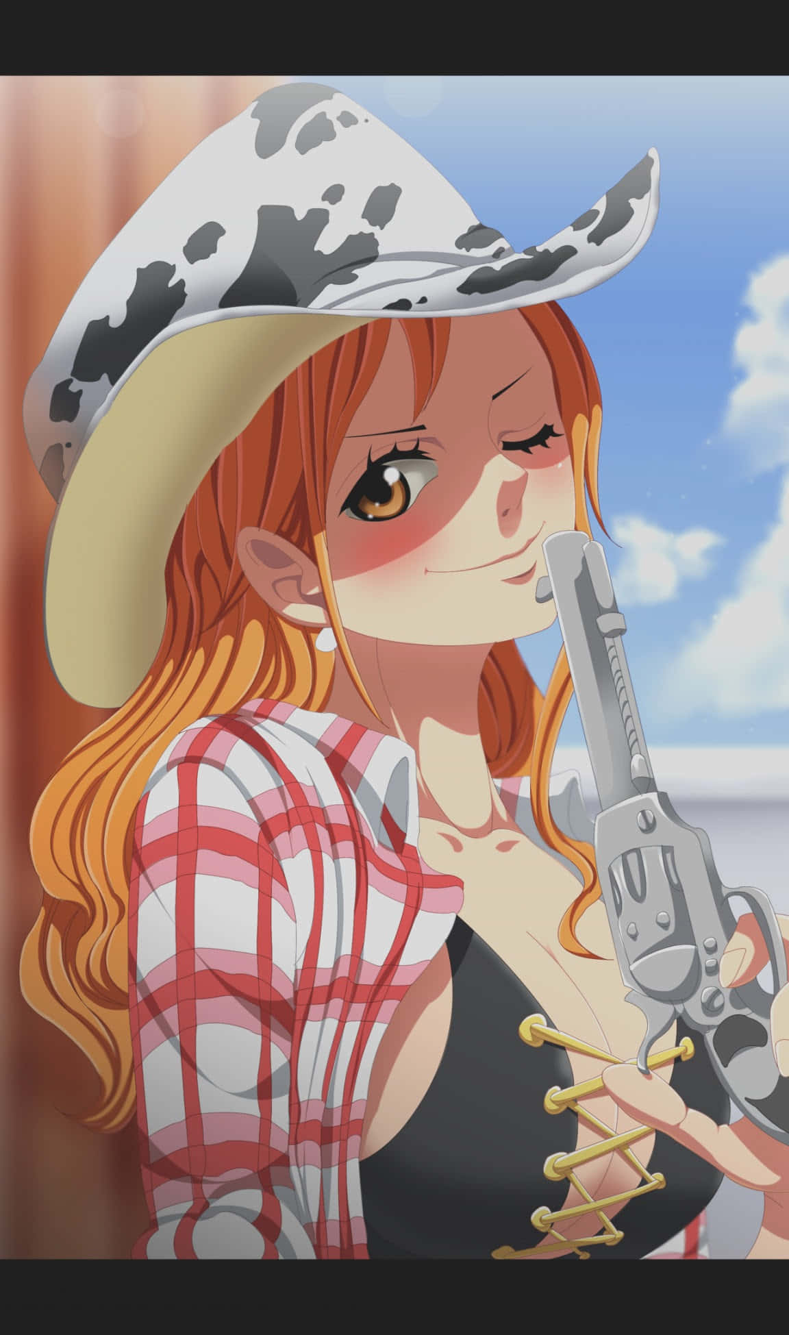 Nami One Piece, orange hair, cowgirl hat, Full HD Phone Wallpaper