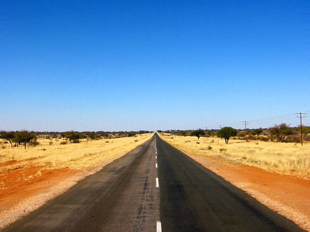 Namibia, desert road, asphalt road, SD Desktop Wallpaper