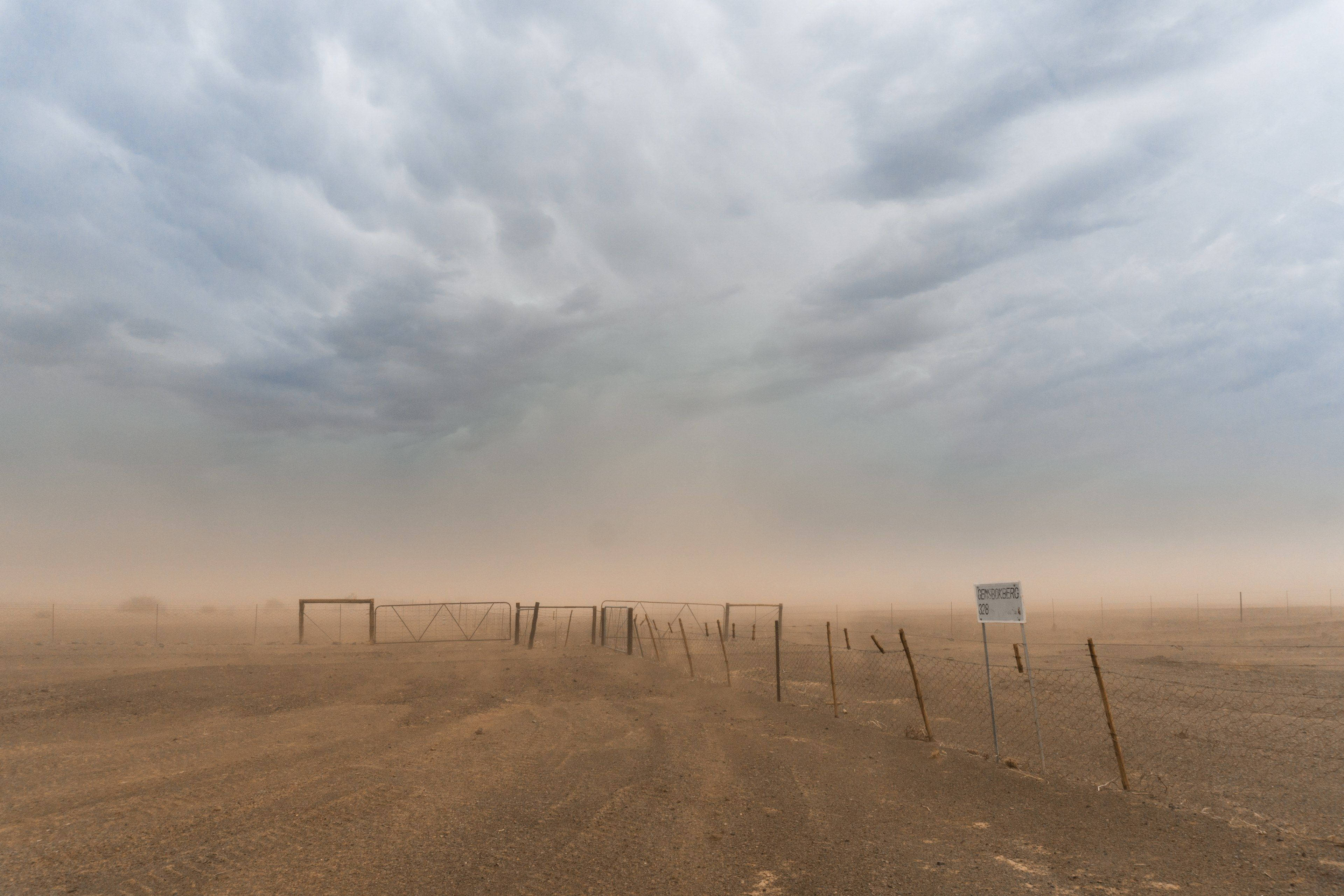 Namibia, desert landscape, heavy overcast sky, 4K Desktop Wallpaper