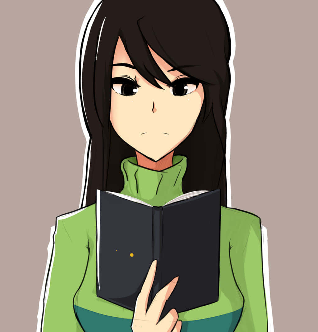 Namie Yagiri, dark hair, green turtleneck, SD Phone Wallpaper
