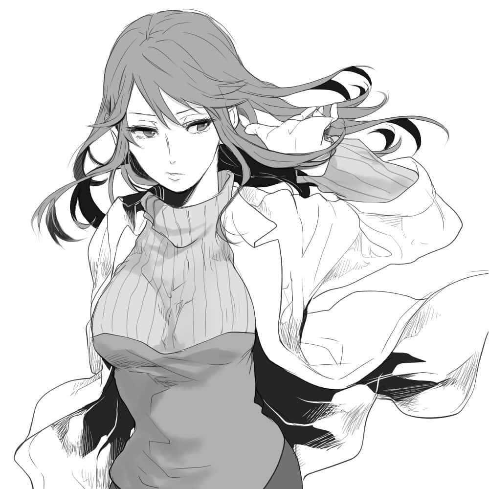 Namie Yagiri, monochrome, flowing hair, SD Desktop Wallpaper