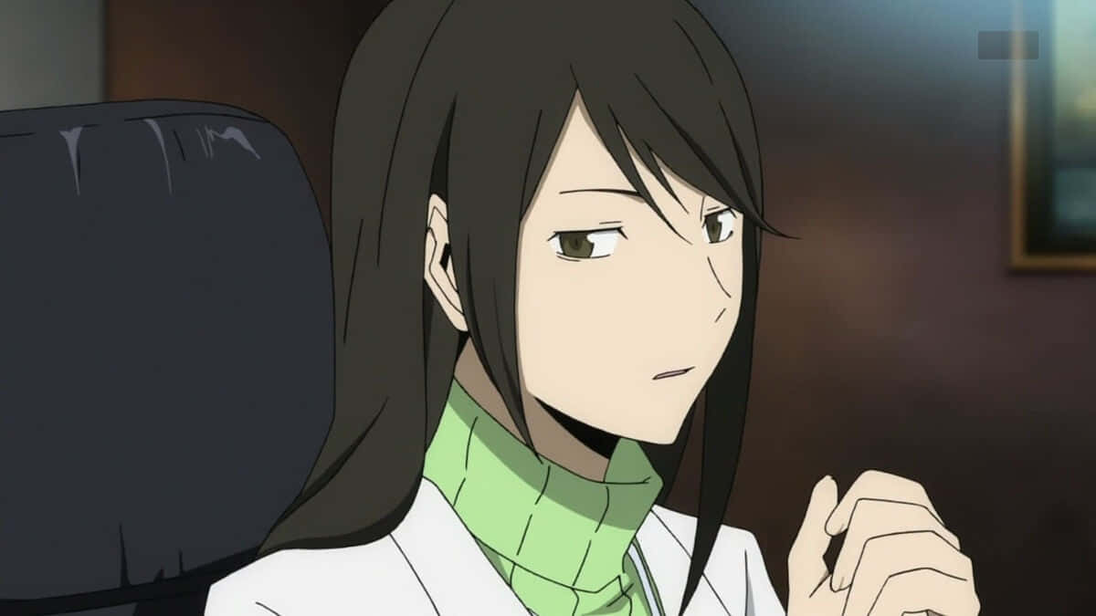 Namie Yagiri, dark hair, green scarf, SD Desktop Wallpaper