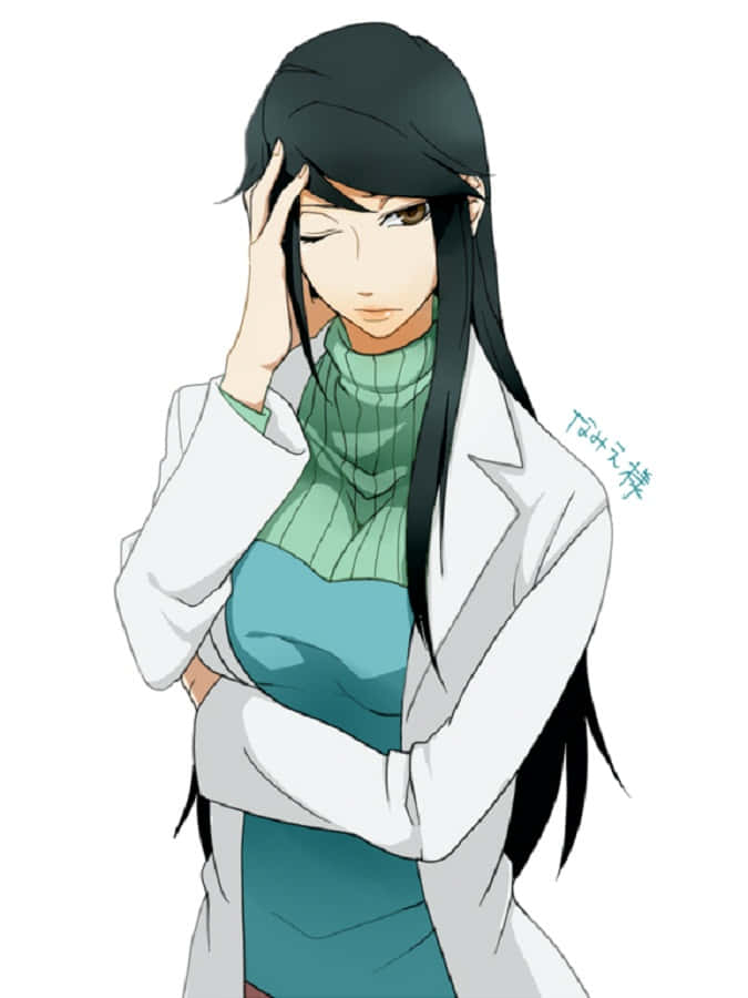 Namie Yagiri, long black hair, white coat, SD Phone Wallpaper