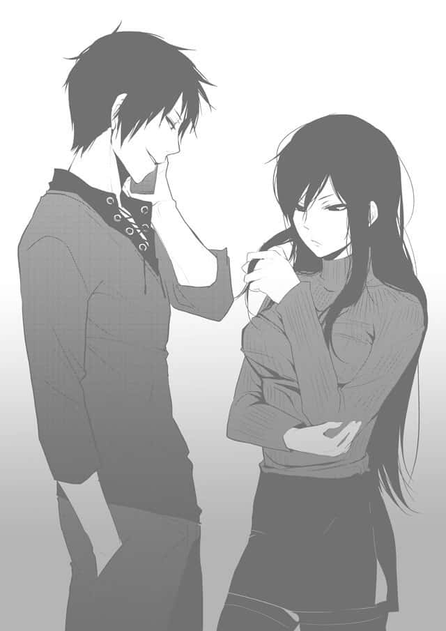 Namie Yagiri, black and white, anime-style illustration, SD Phone Wallpaper