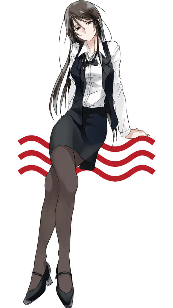 Namie Yagiri, school uniform, red wave lines, SD Phone Wallpaper