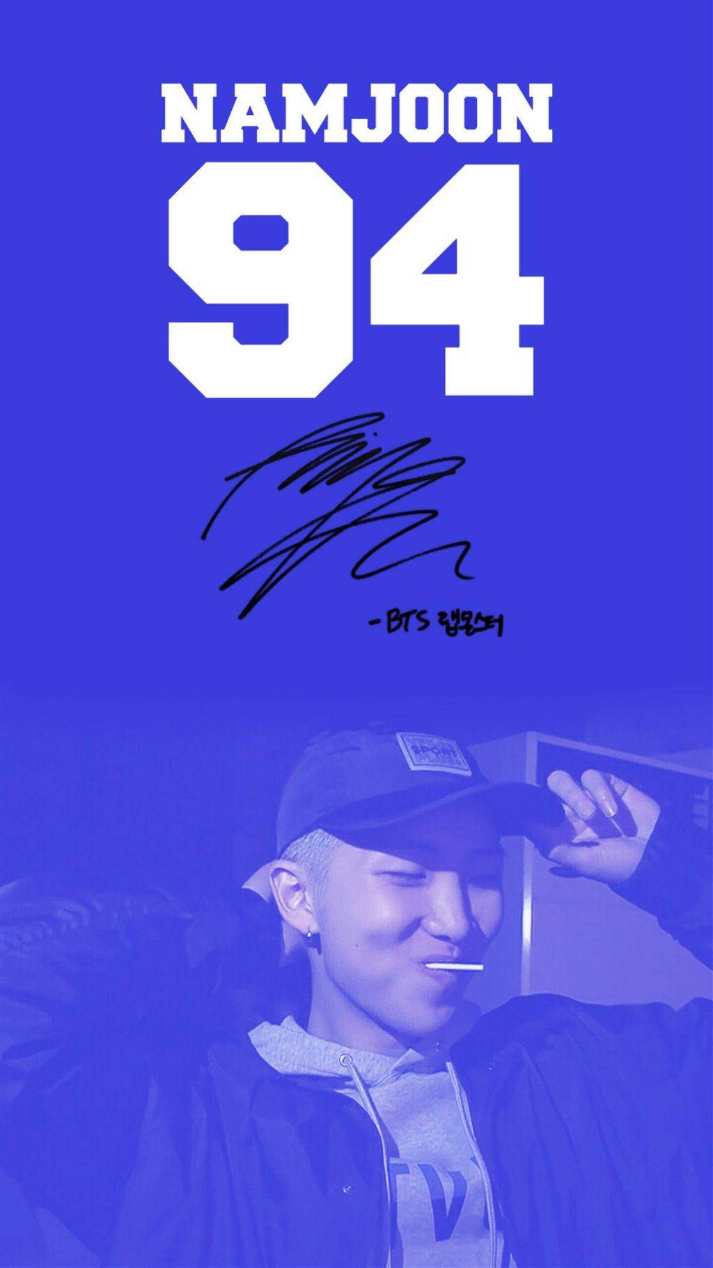 Namjoon 94, blue-tinted, smiling, HD Phone Wallpaper