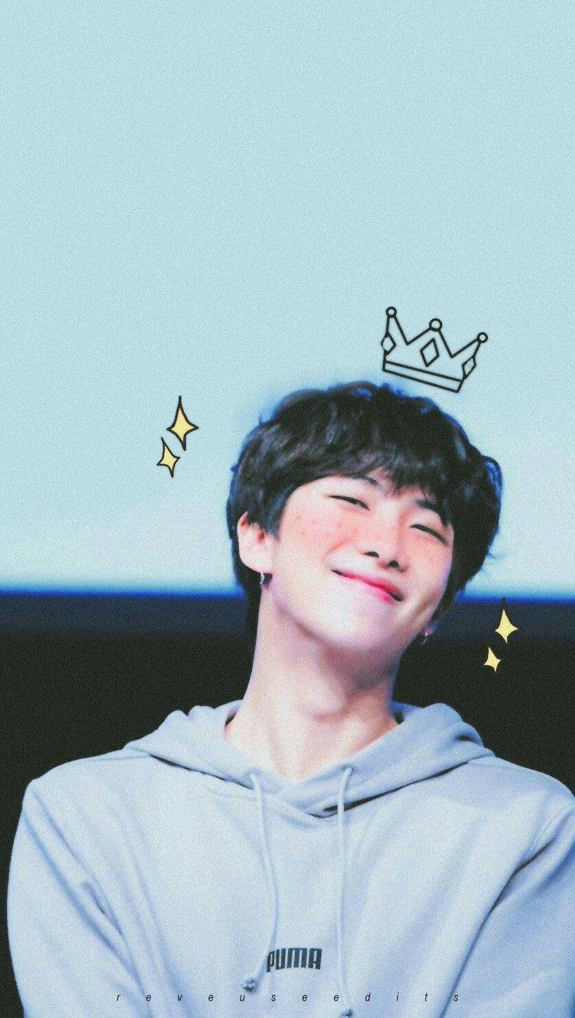 Namjoon, light gray hoodie, cartoon stars, HD Phone Wallpaper