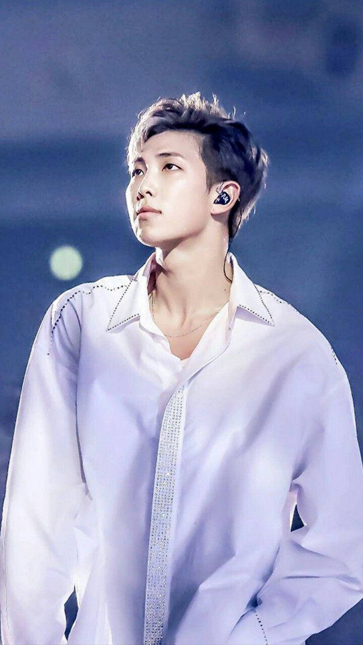 Ethereal Namjoon, male performer, white embellished shirt, HD Phone Wallpaper