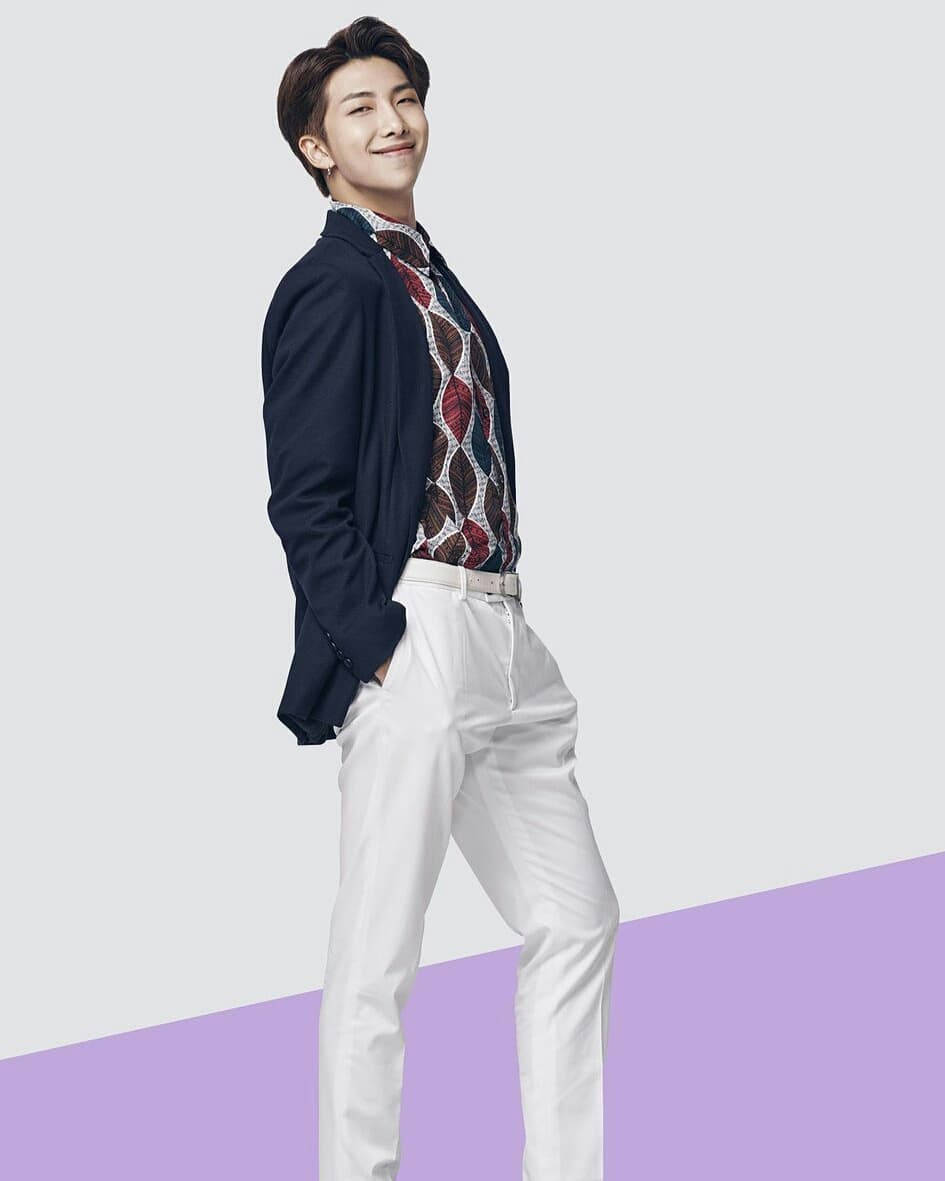 Namjoon, purple, navy blazer, SD Phone Wallpaper