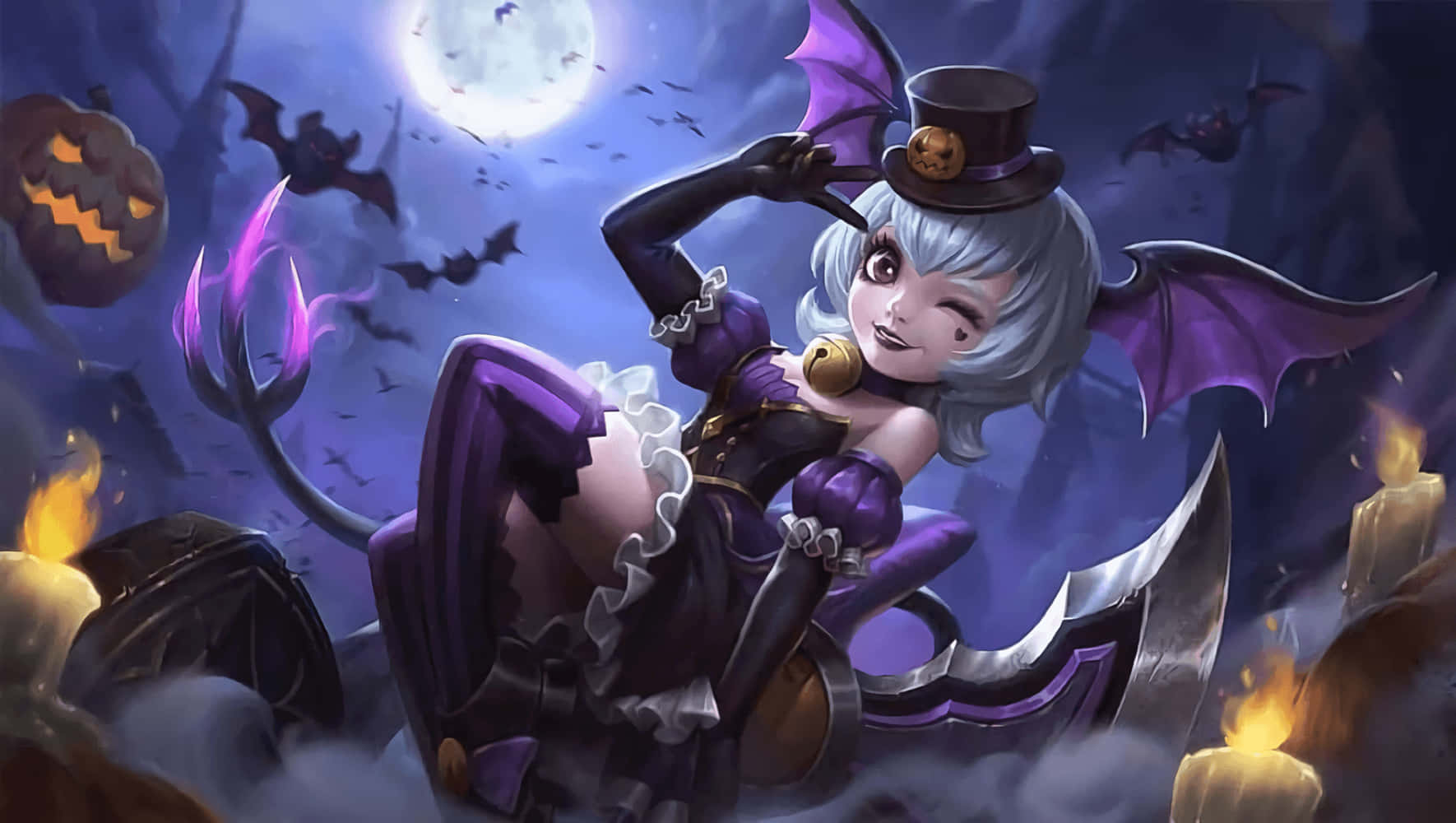 Nana Mobile Legends, Halloween Skin, bat wings, HD Desktop Wallpaper