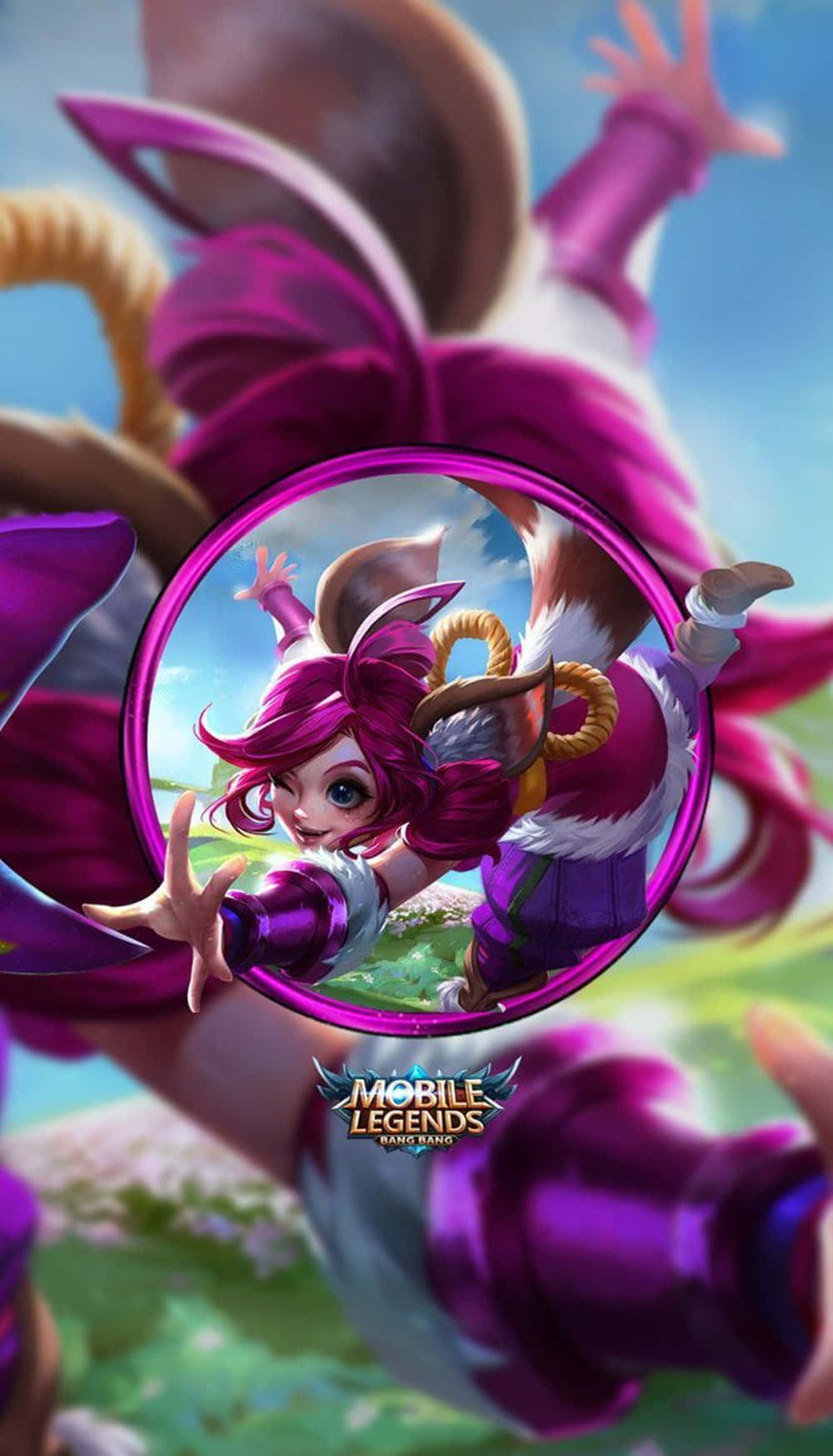 Nana Mobile Legends, pink hair, purple wings, HD Phone Wallpaper