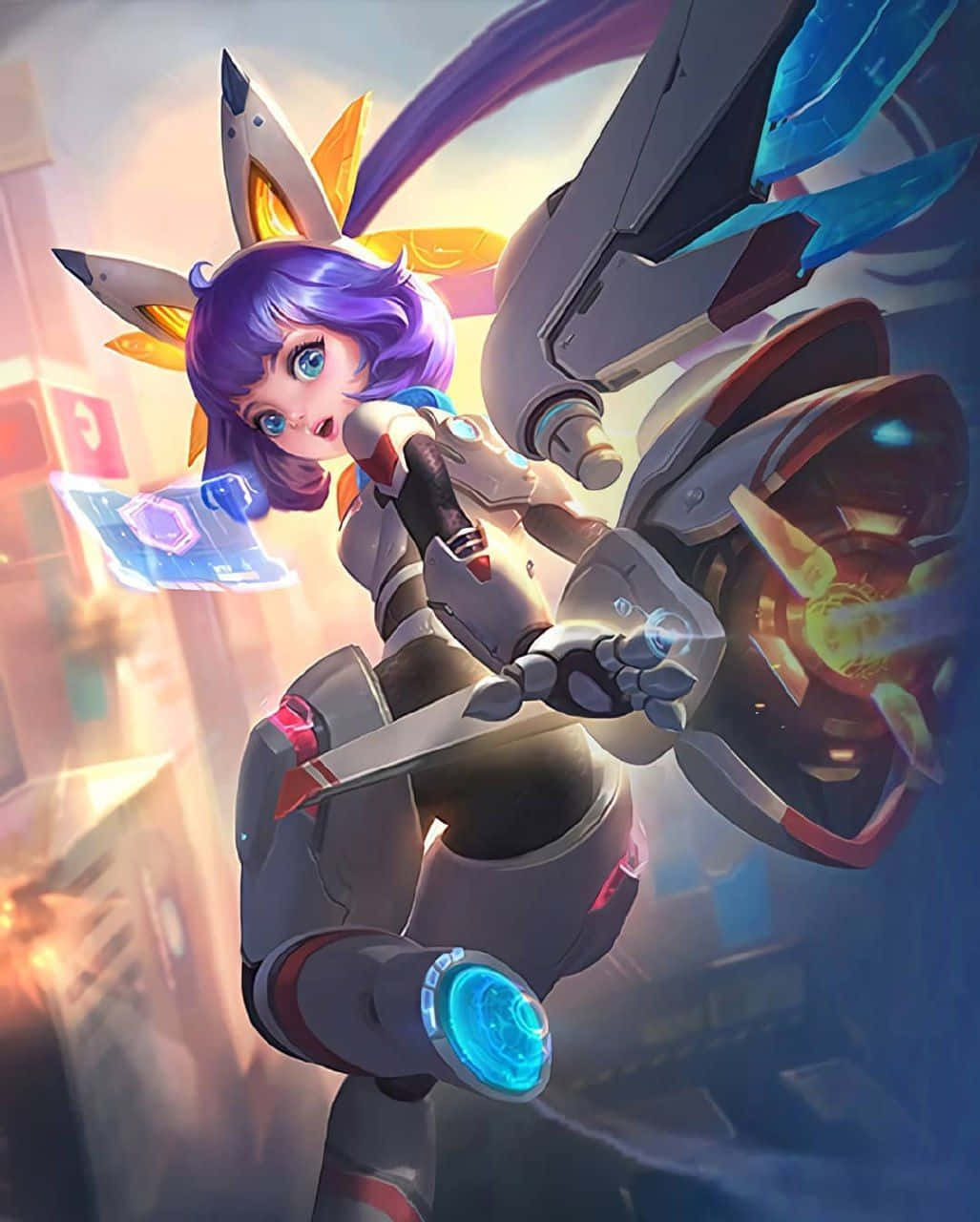Nana Mobile Legends, robotic wings, purple-haired, HD Phone Wallpaper