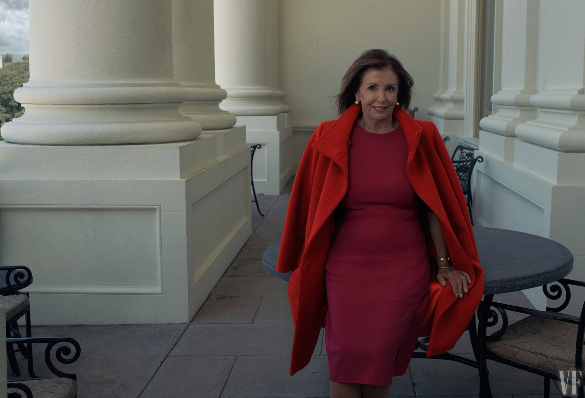 Nancy Pelosi, red coat, red dress, Full HD Desktop Wallpaper