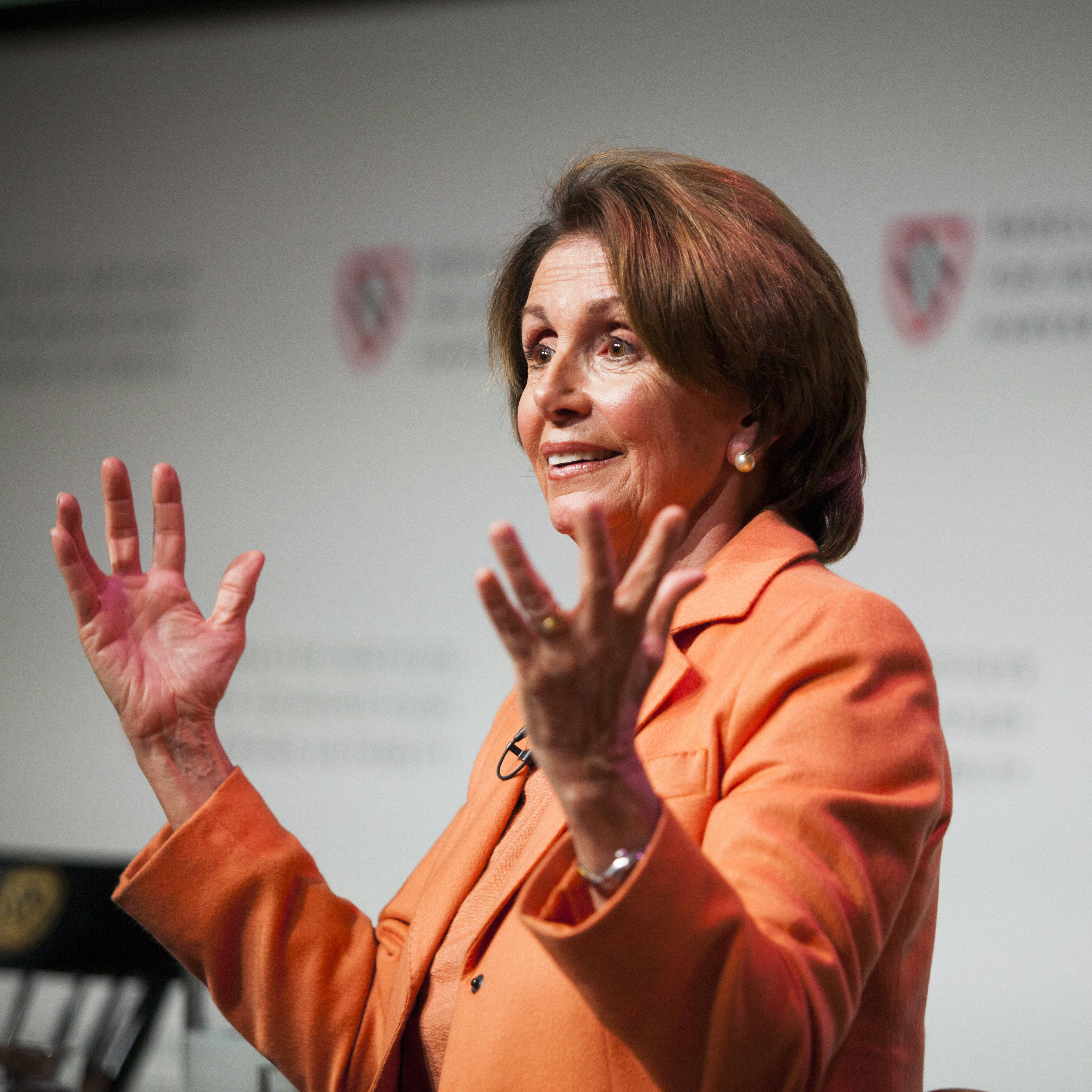 Nancy Pelosi, orange blazer, formal event, 2K Desktop Wallpaper