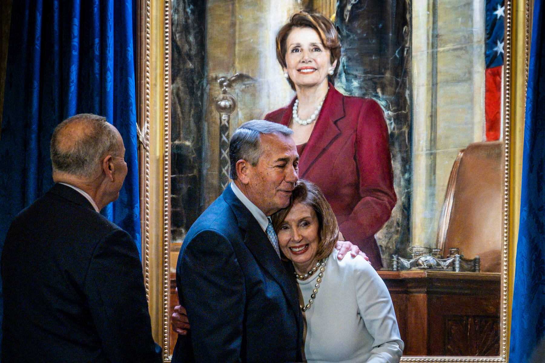 Nancy Pelosi, red suit, pearl necklace, HD Desktop Wallpaper
