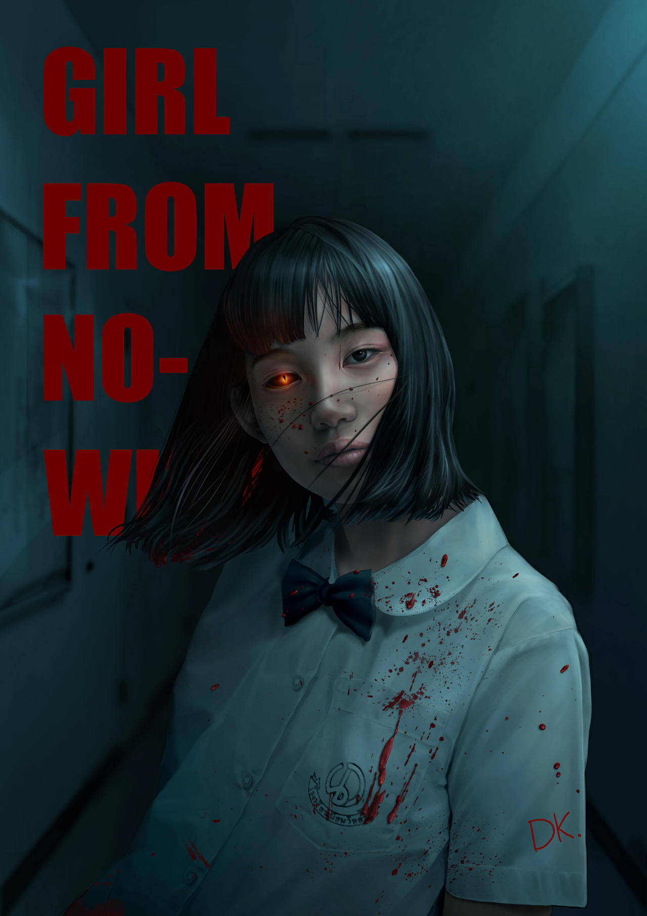 Nanno, blood splatter, glowing red eyes, HD Phone Wallpaper