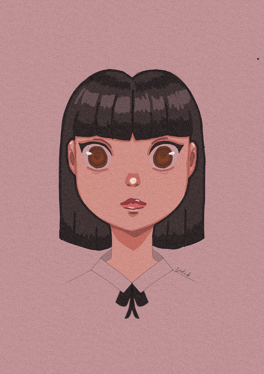 Nanno, anime girl, black bob hair, SD Phone Wallpaper