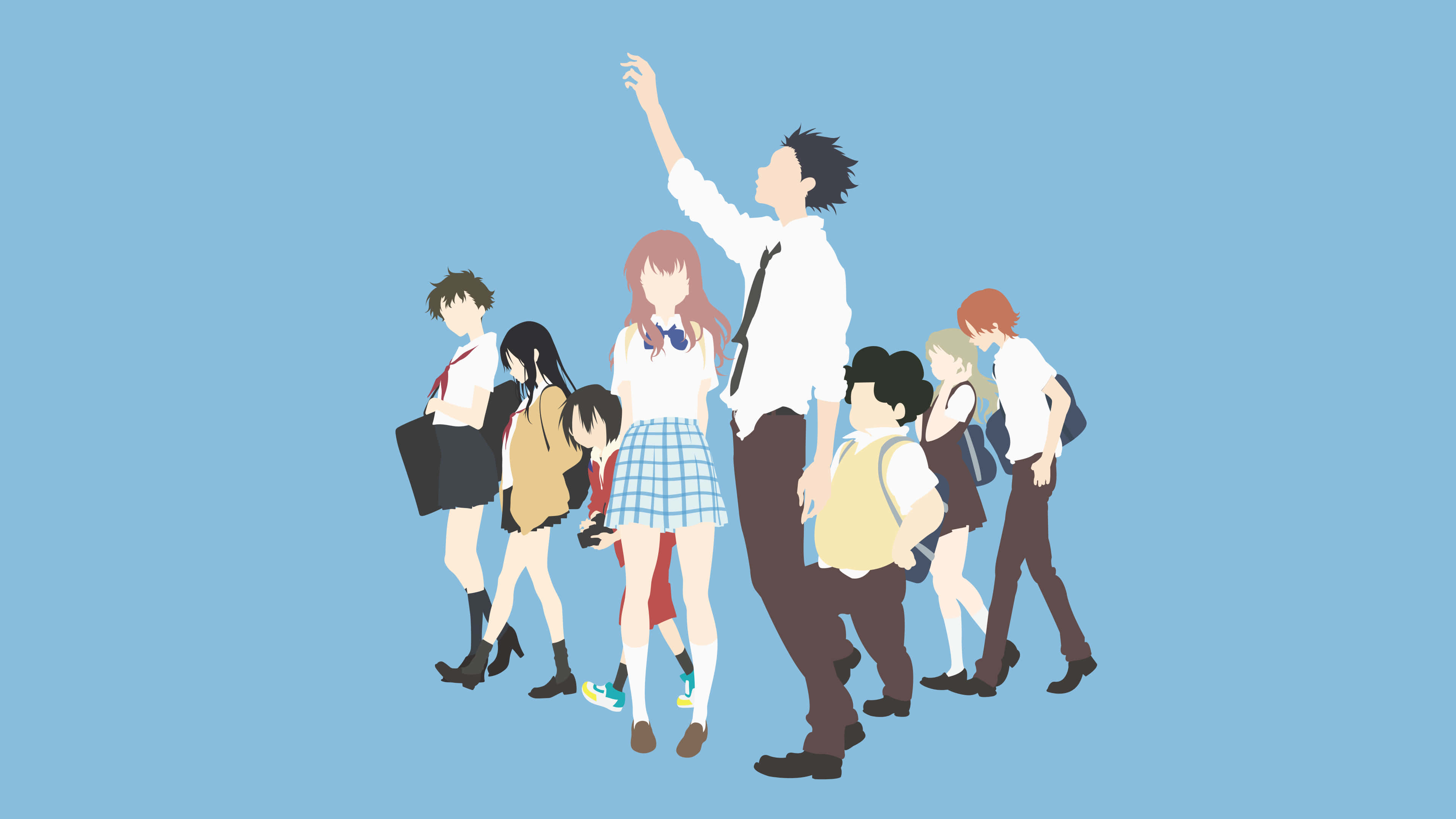 Naoka Ueno, anime-style students, school uniforms, 4K Desktop Wallpaper