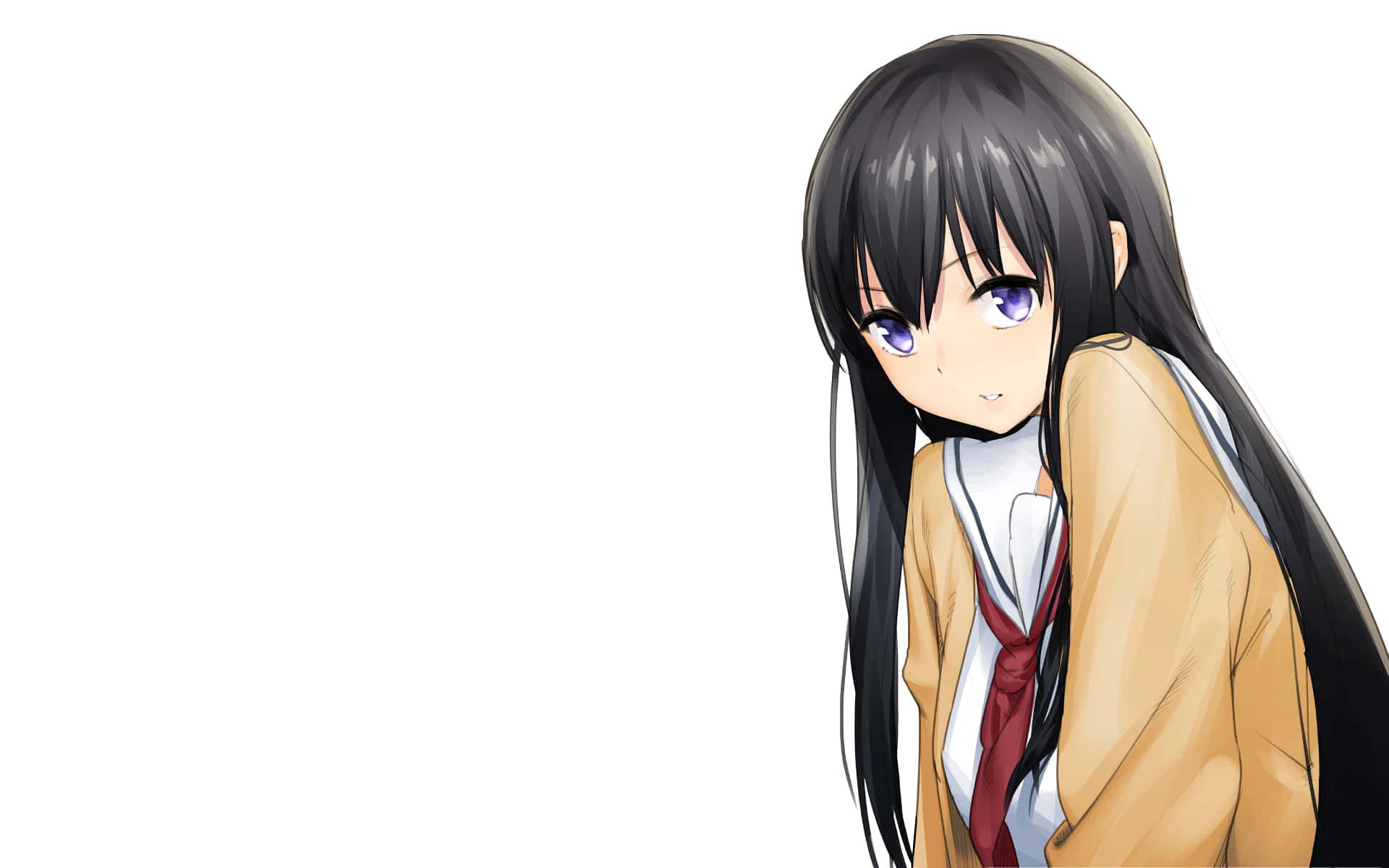 Naoka Ueno, twilight, long black hair, Full HD Desktop Wallpaper