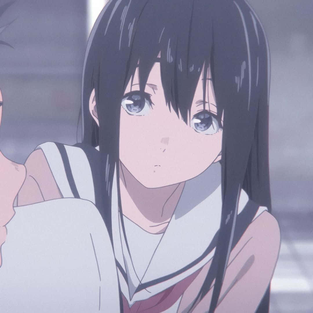 Naoka Ueno, long black hair, large blue eyes, SD Desktop Wallpaper