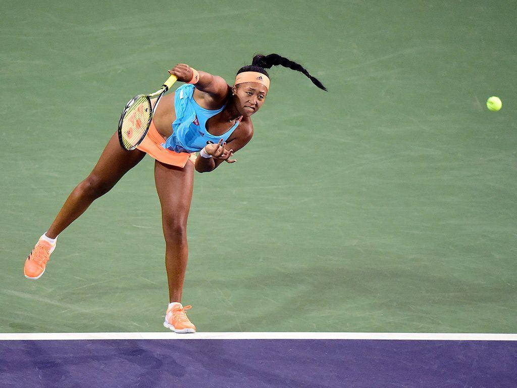 Naomi Osaka, tennis ball, green court, SD Desktop Wallpaper