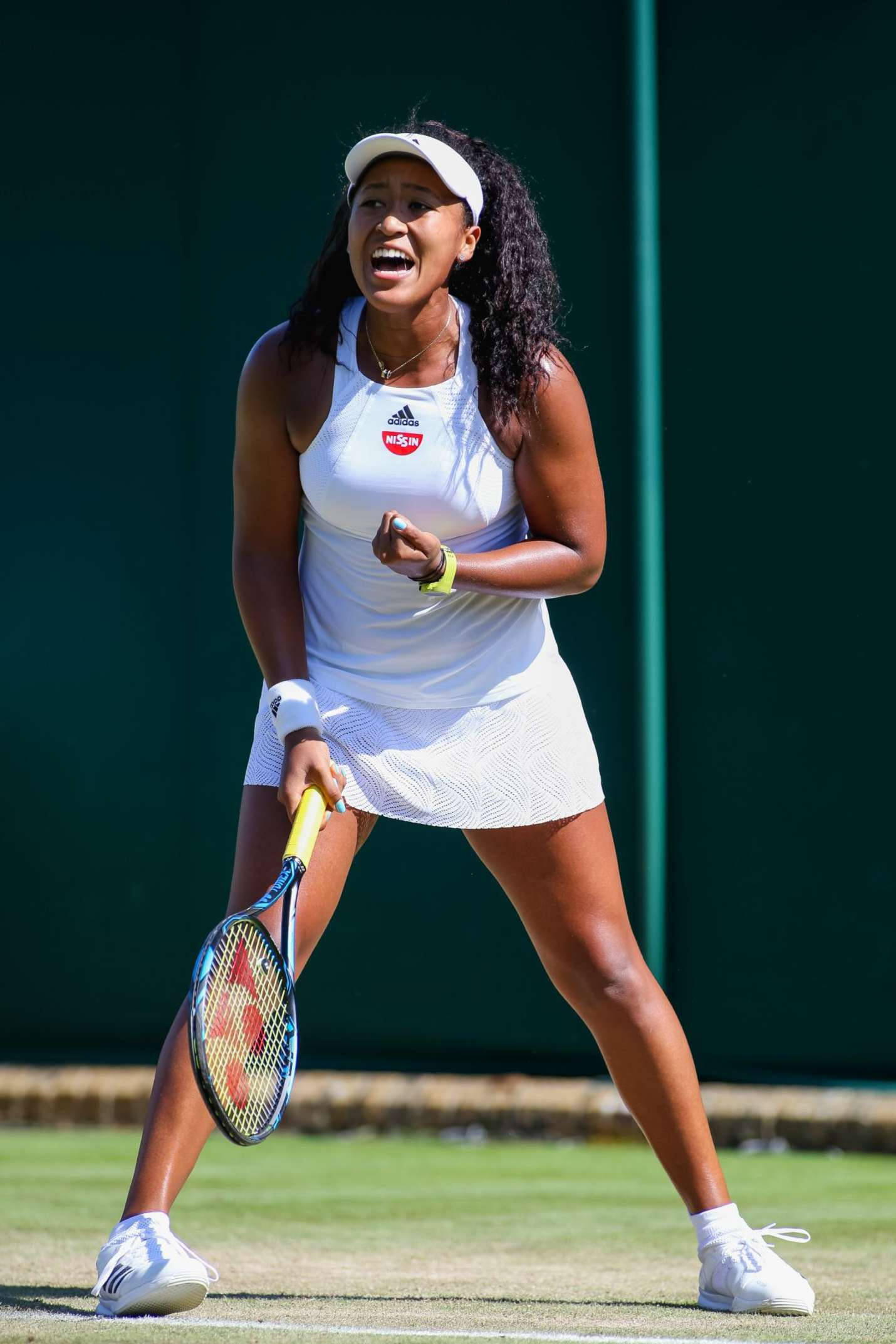 Naomi Osaka, white gear, grass court, Full HD Phone Wallpaper
