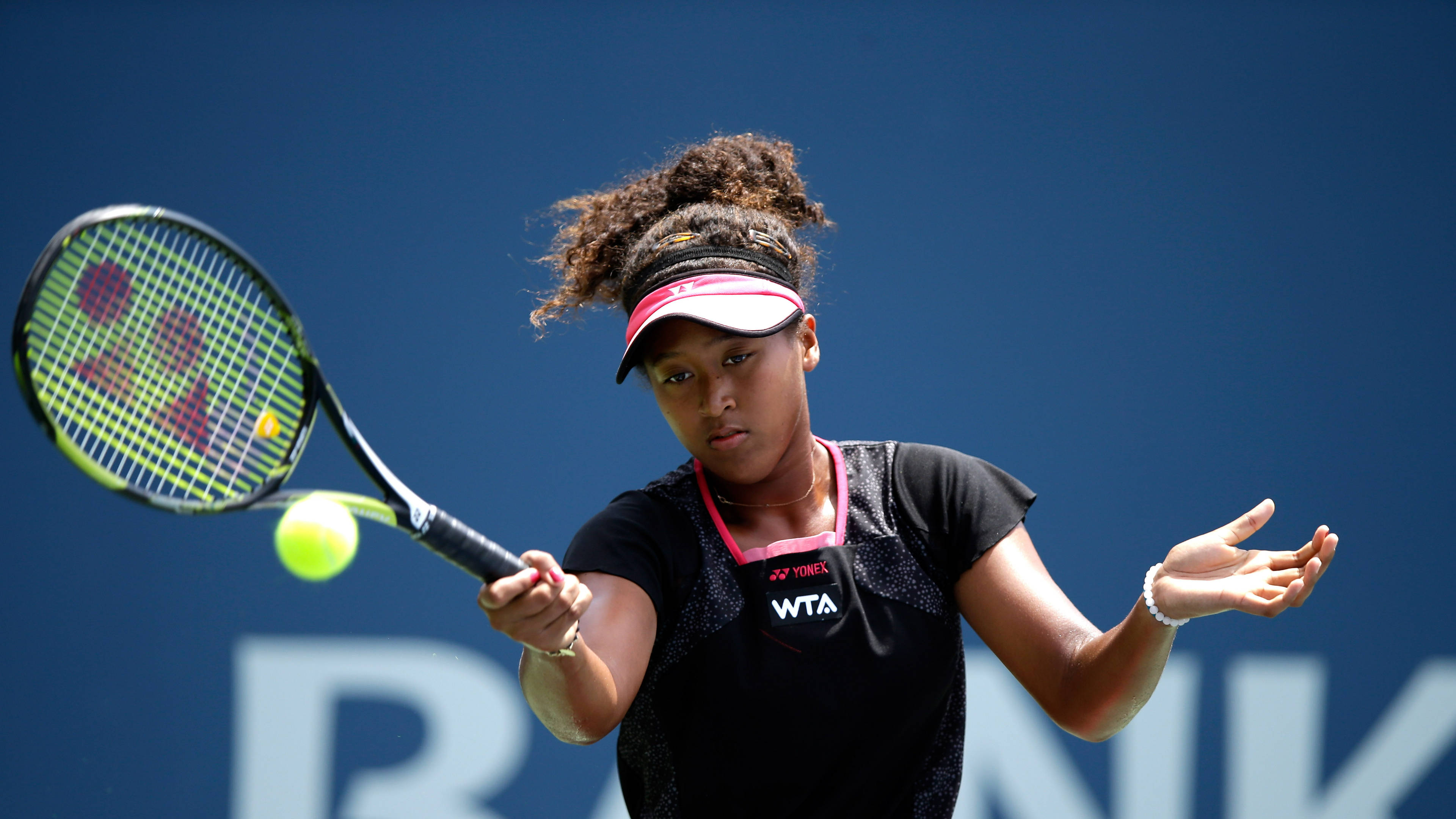 Naomi Osaka, 2014 WTA Tour Debut, bright yellow ball, 4K Desktop Wallpaper