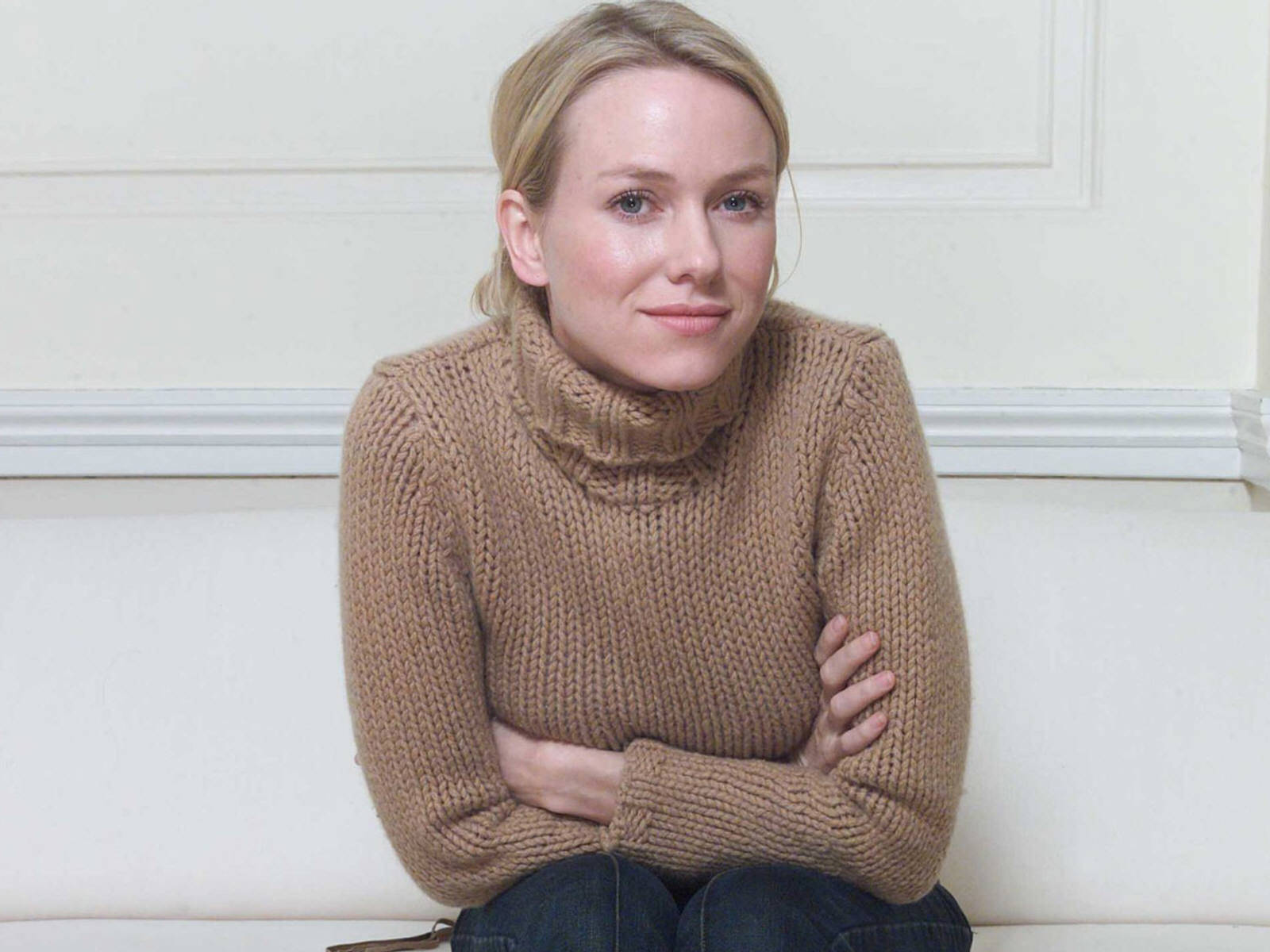 Naomi Watts, British actress, beige turtleneck sweater, HD Desktop Wallpaper