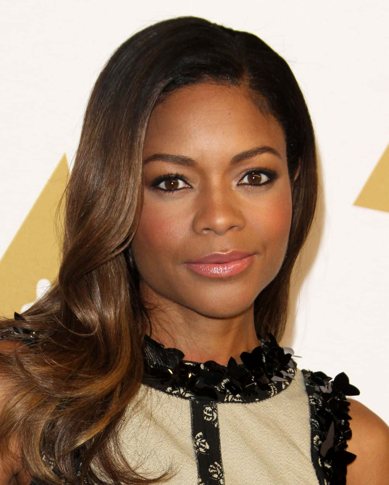 Naomie Harris, red carpet event, black and beige patterned dress, HD Phone Wallpaper