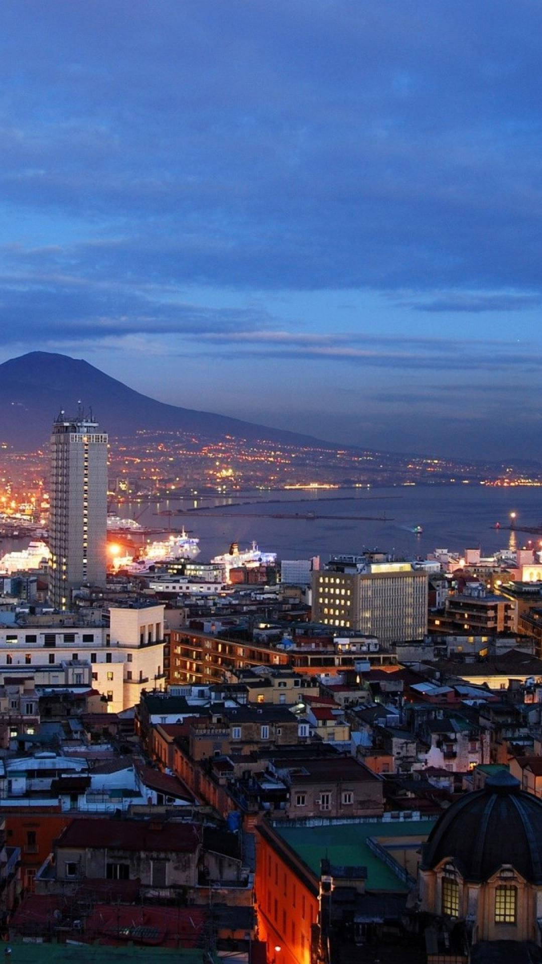 Naples, twilight cityscape, glowing buildings, Full HD Phone Wallpaper