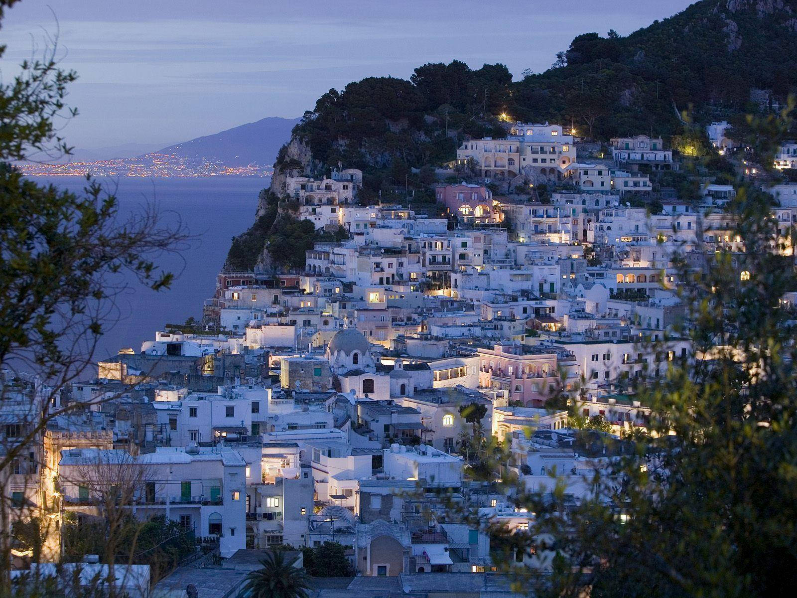 Naples, cliff, dusk, HD Desktop Wallpaper