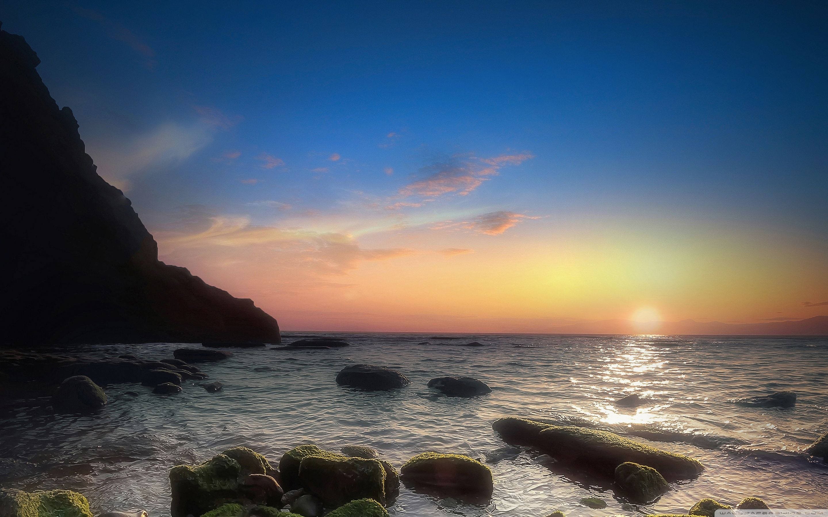 Naples, Sunset, ocean, 2K Desktop Wallpaper