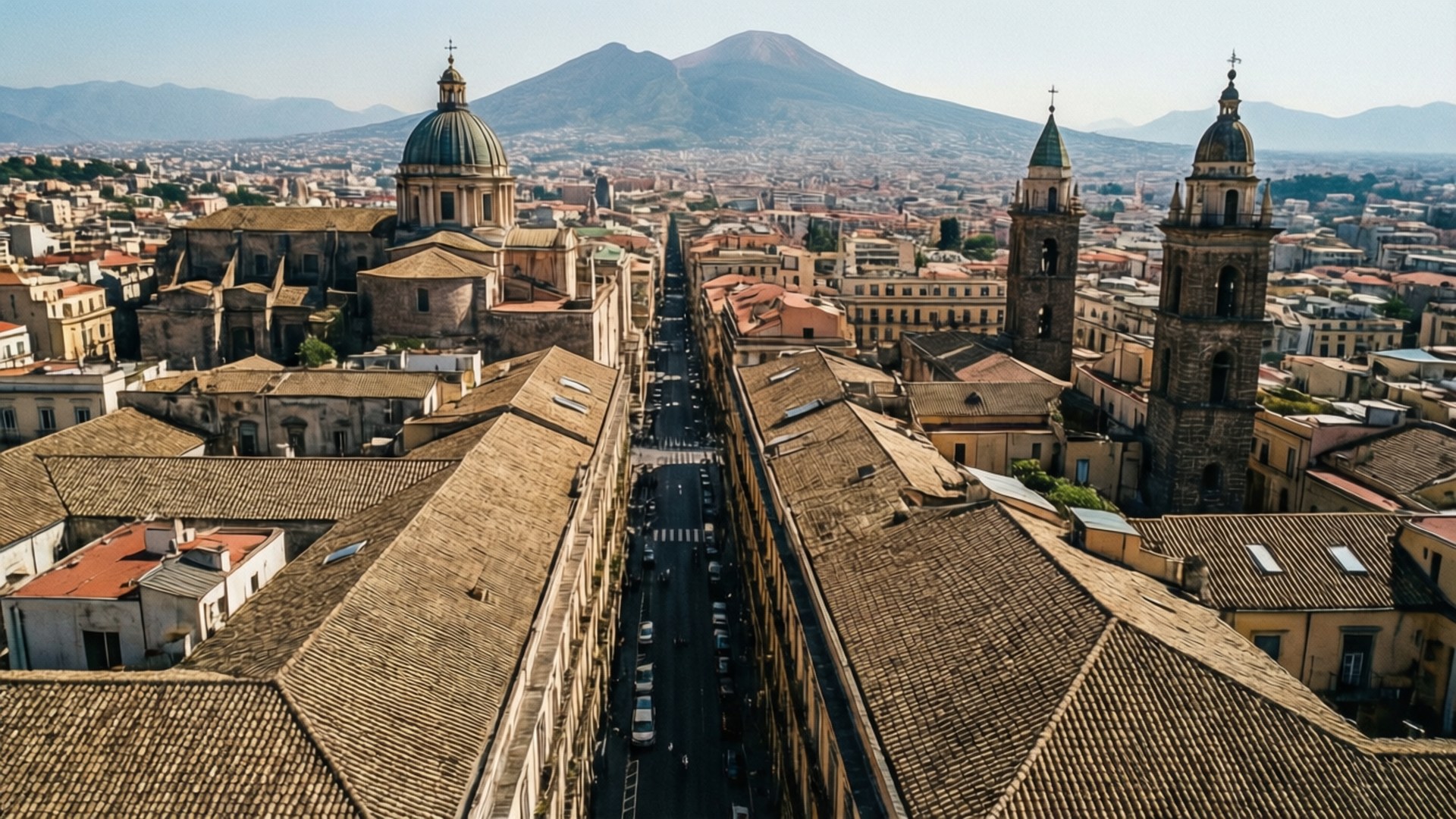 Naples, rooftop, aerial view, Full HD Desktop Wallpaper