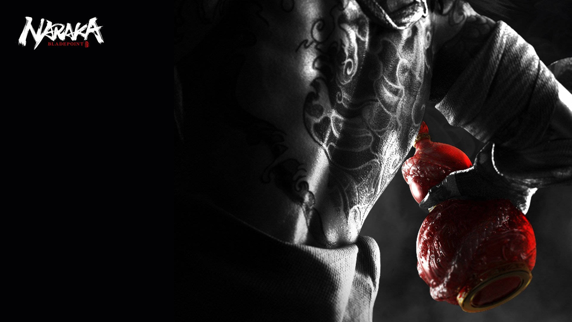 Naraka Bladepoint, red bottle, glowing red lantern, Full HD Desktop Wallpaper