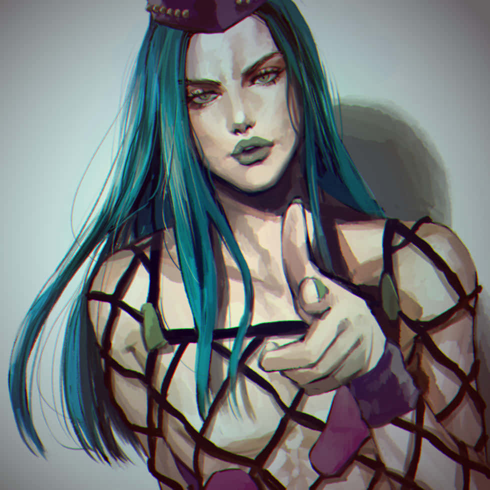 Narciso Anasui, teal hair, purple hat, SD Desktop Wallpaper