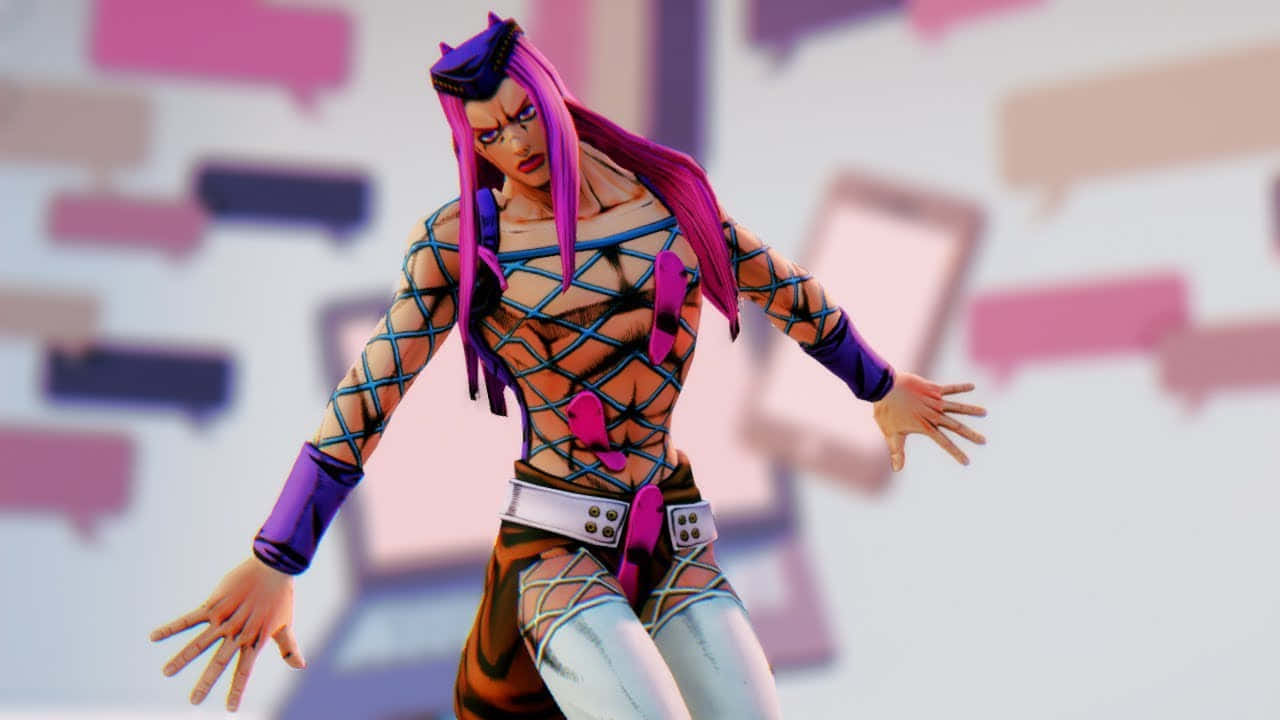 Narciso Anasui, vibrant pink hair, purple outfit, HD Desktop Wallpaper