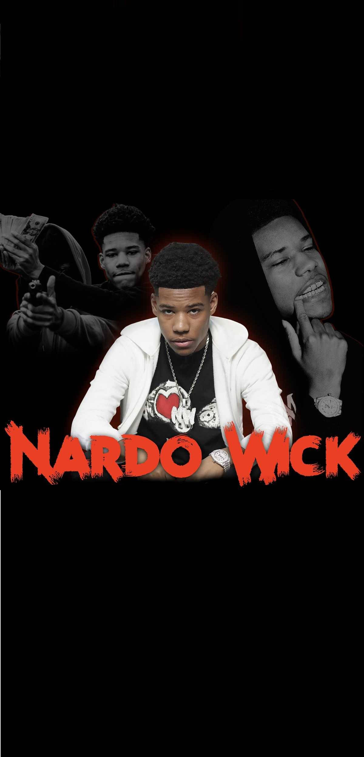 Nardo Wick, white jacket, red graffiti-style text, Full HD Phone Wallpaper