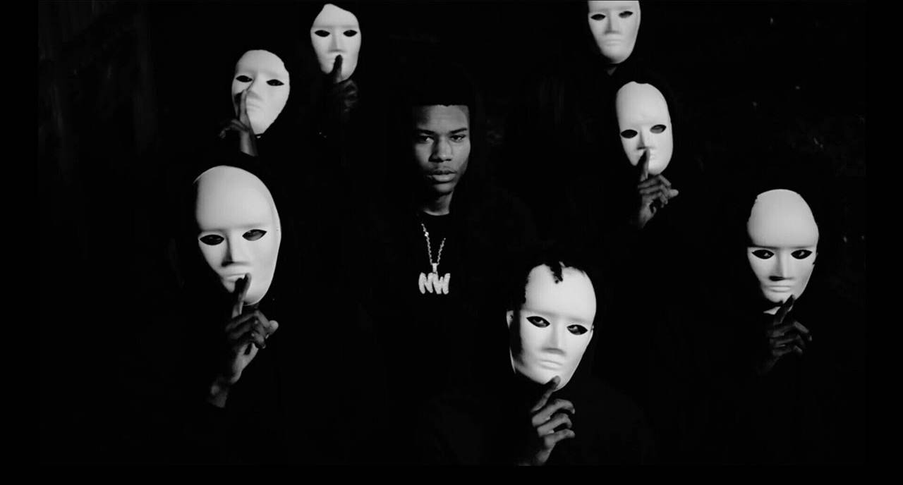 Nardo Wick, white masks, fingers to lips, HD Desktop Wallpaper
