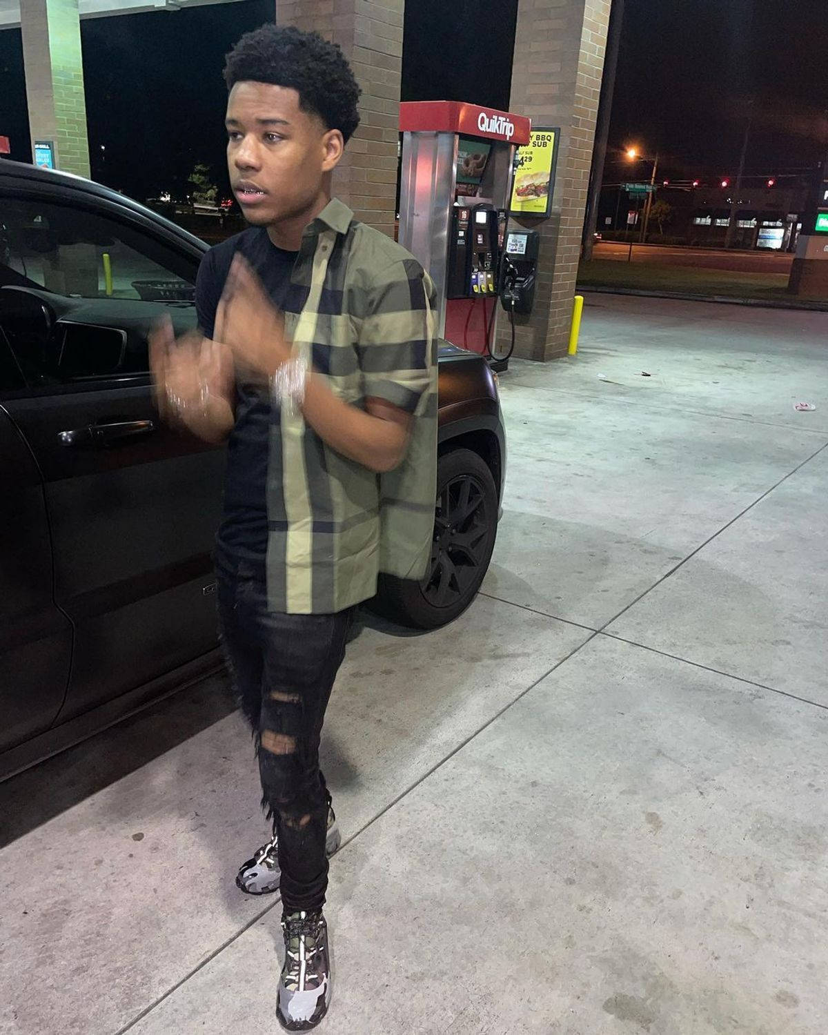 Nardo Wick, black car, gas station, HD Phone Wallpaper
