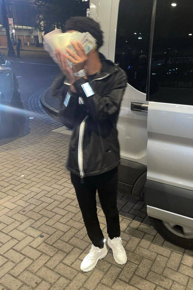Nardo Wick, black jacket, white sneakers, SD Phone Wallpaper