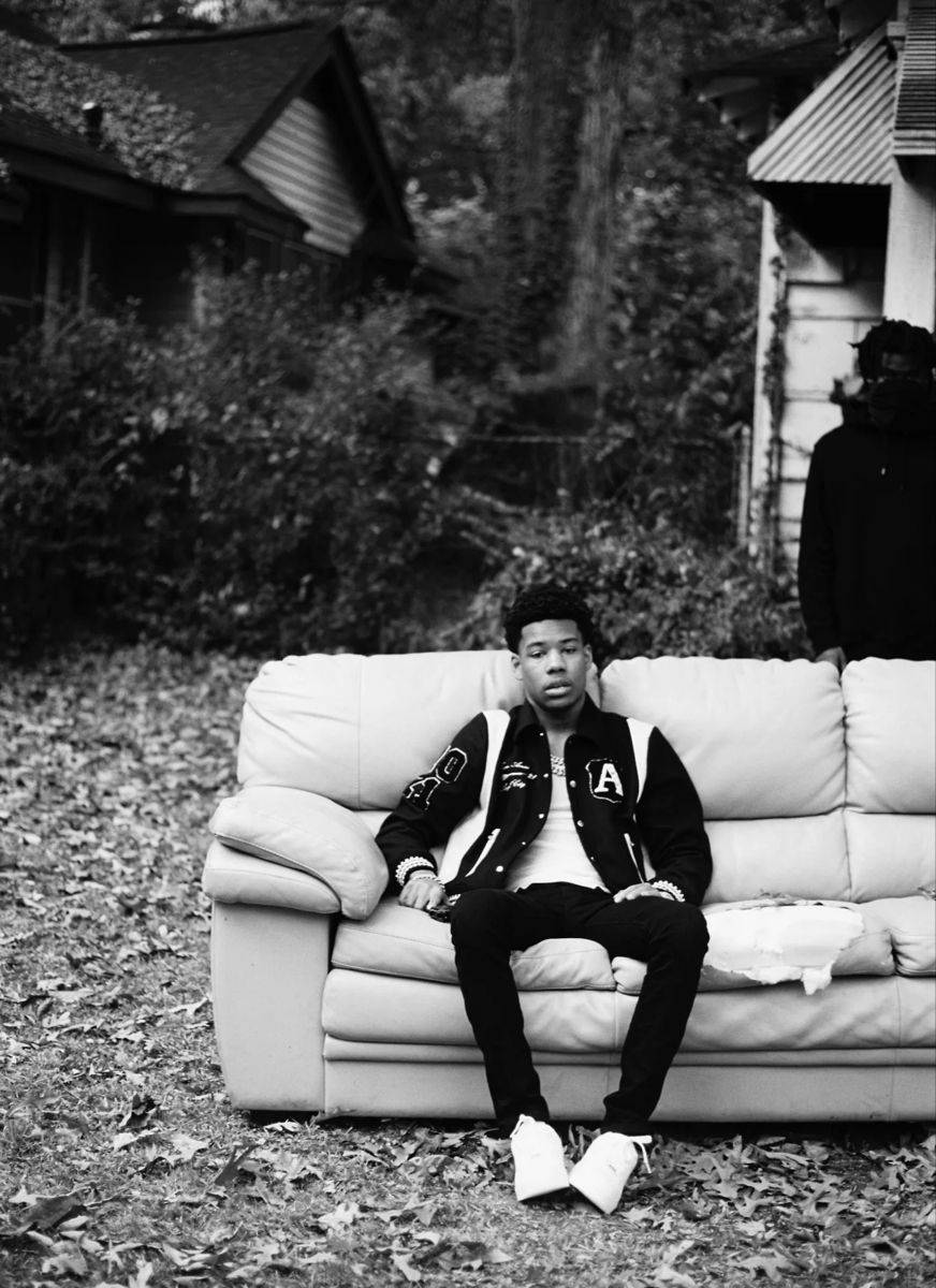 Nardo Wick, outdoor couch, fallen leaves, SD Phone Wallpaper